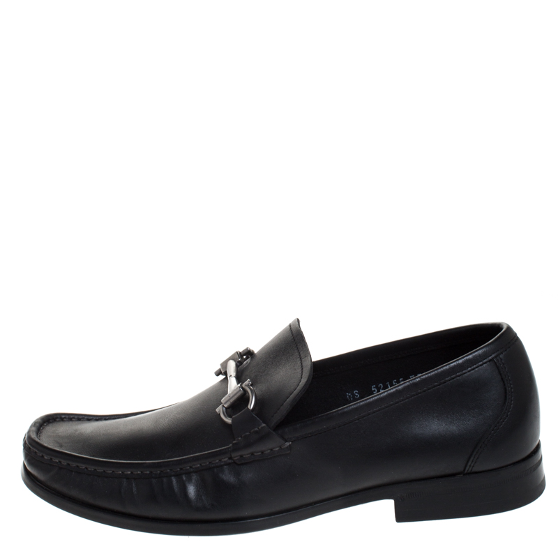 

Salvatore Ferragamo Black Leather Gancini Bit Loafers Size