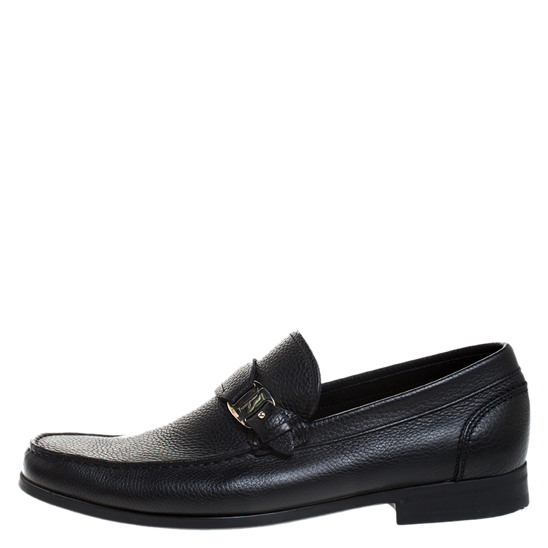 

Salvatore Ferragamo Black Leather Bravo Slip On Loafers Size
