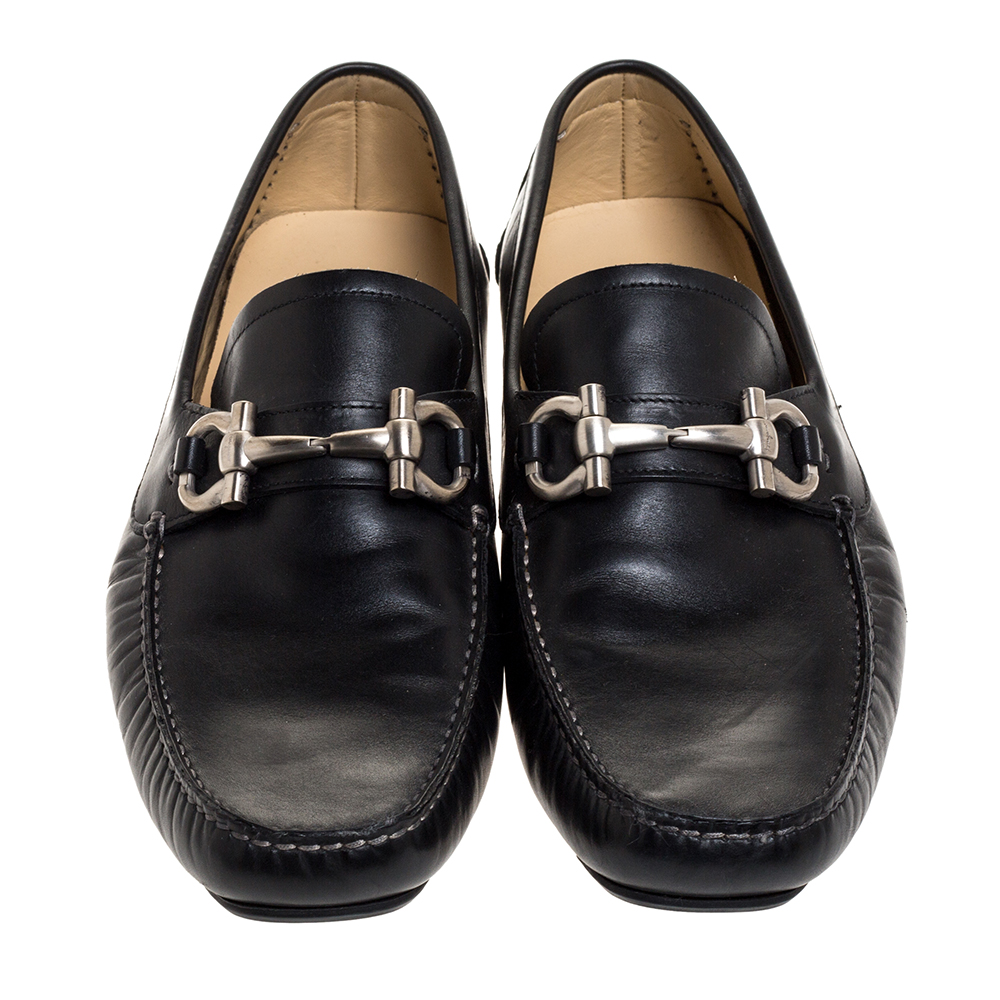 Salvatore Ferragamo Black Leather Gancini Bit Loafers Size 44 Salvatore ...