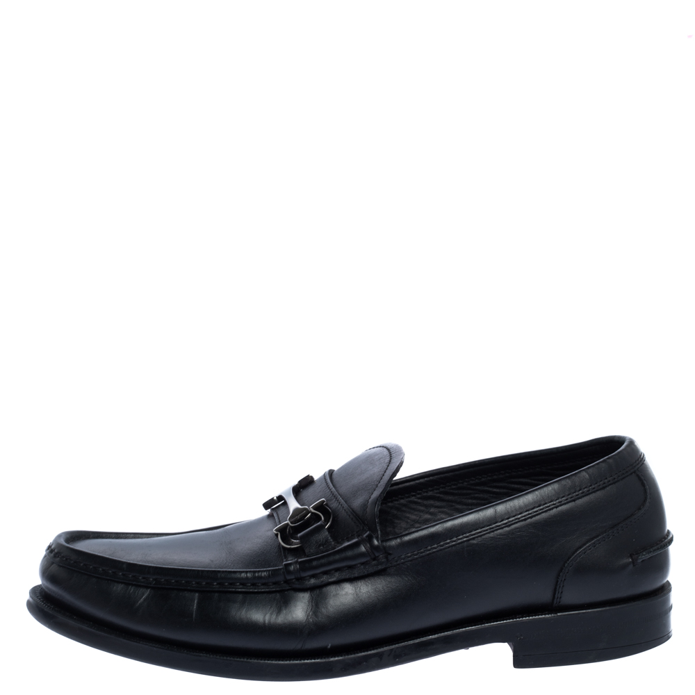 

Salvatore Ferragamo Black Leather Gancini Loafers Size