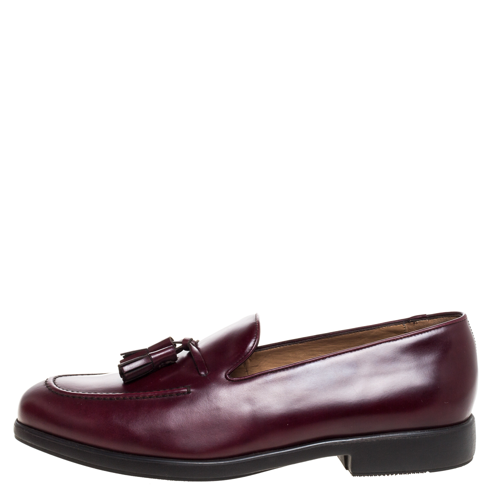 

Salvatore Ferragamo Maroon Leather Loreno Tassel Loafers Size, Red