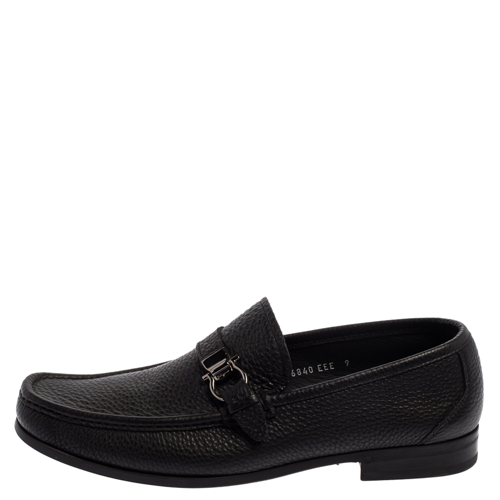 

Salvatore Ferragamo Black Leather Gancini Loafers Size