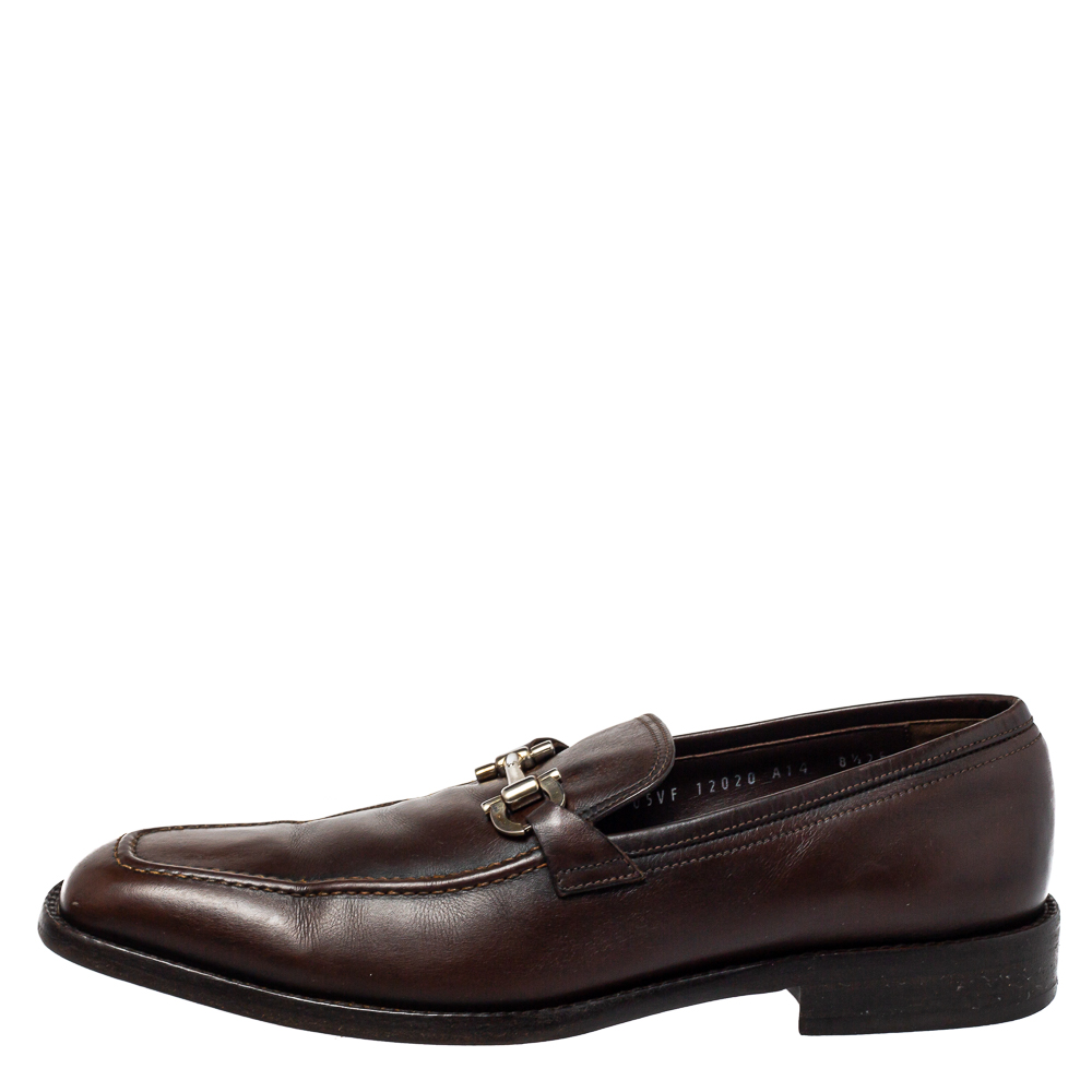 

Salvatore Ferragamo Brown Leather Gancini Bit Loafers Size