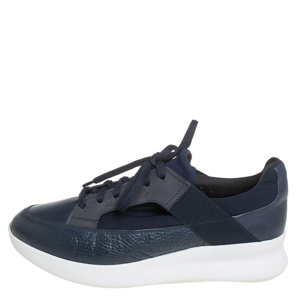 

Salvatore Ferragamo Blue Mesh And Leather Duo Sneakers Size