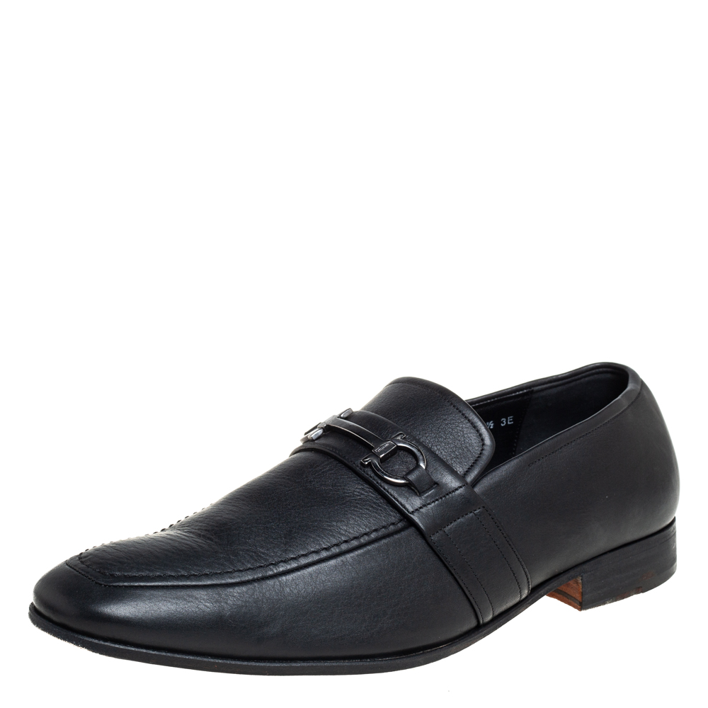 

Salvatore Ferragamo Black Leather Slip On Loafers Size