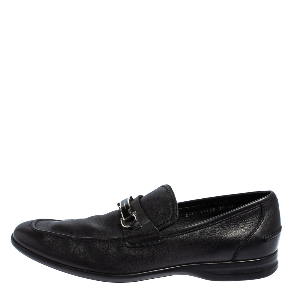 

Salvatore Ferragamo Black Leather Gancini Slip On Loafers Size