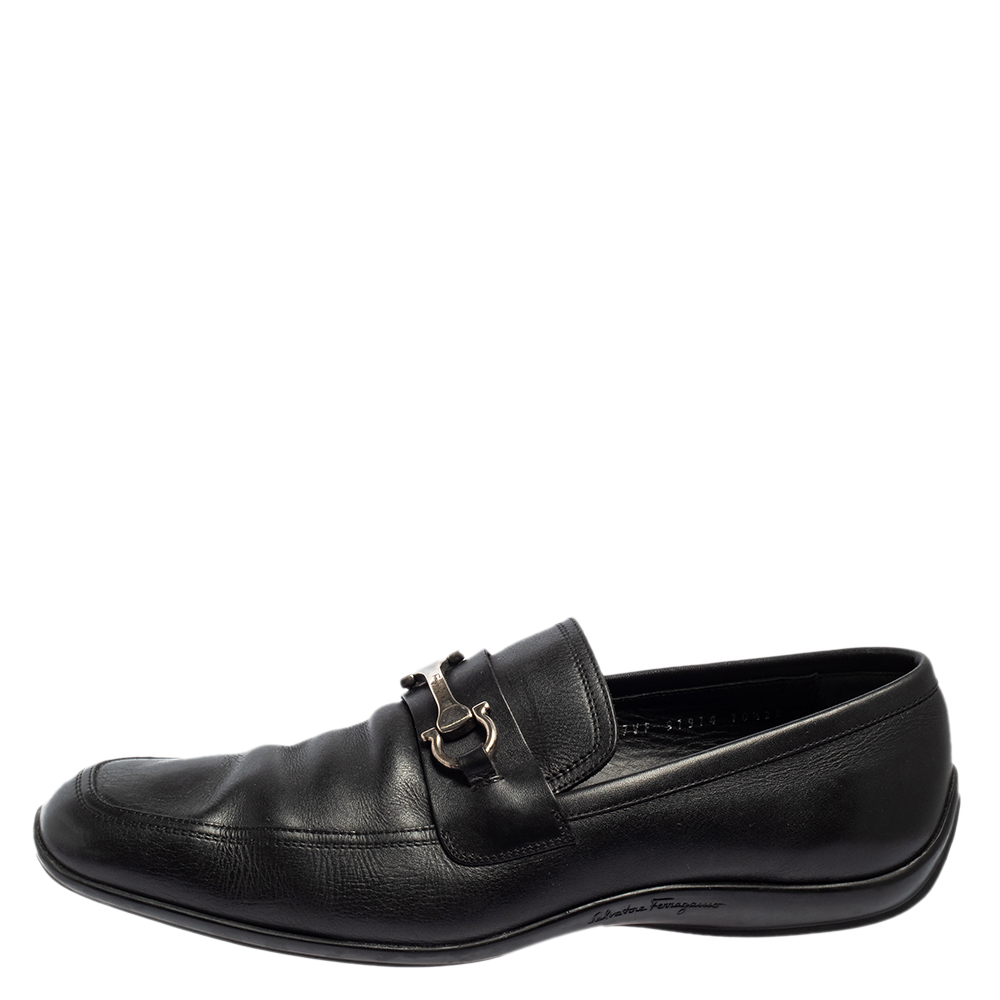 

Salvatore Ferragamo Black Leather Loafers Size