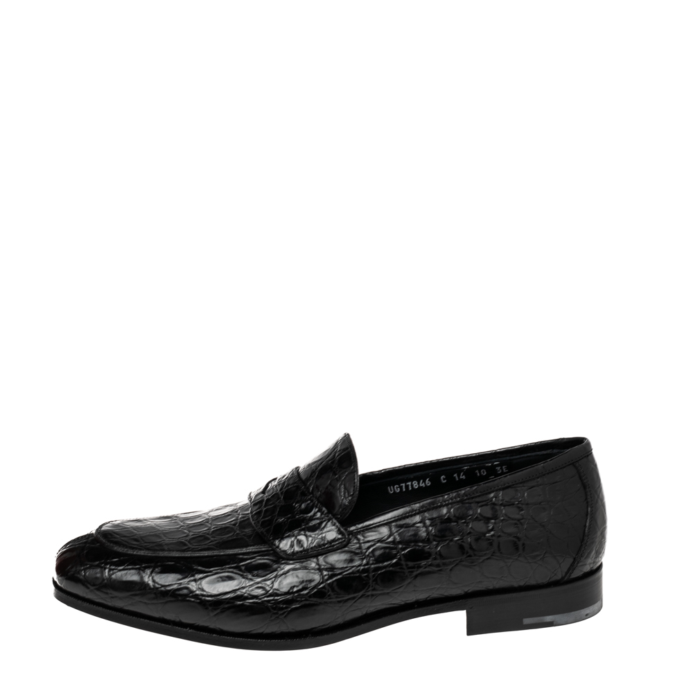 

Salvatore Ferragamo Black Crocodile Leather Pablo Slip On Loafers Size