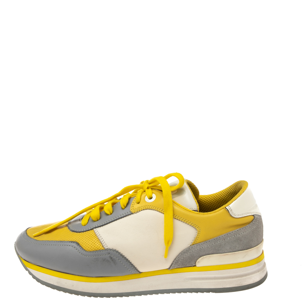 

Salvatore Ferragamo Multicolor Leather And Suede Lace Up Sneakers Size