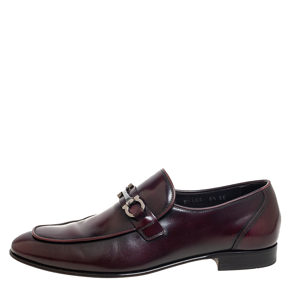 

Salvatore Ferragamo Burgundy Leather Pavia Gancini Bit Loafers Size