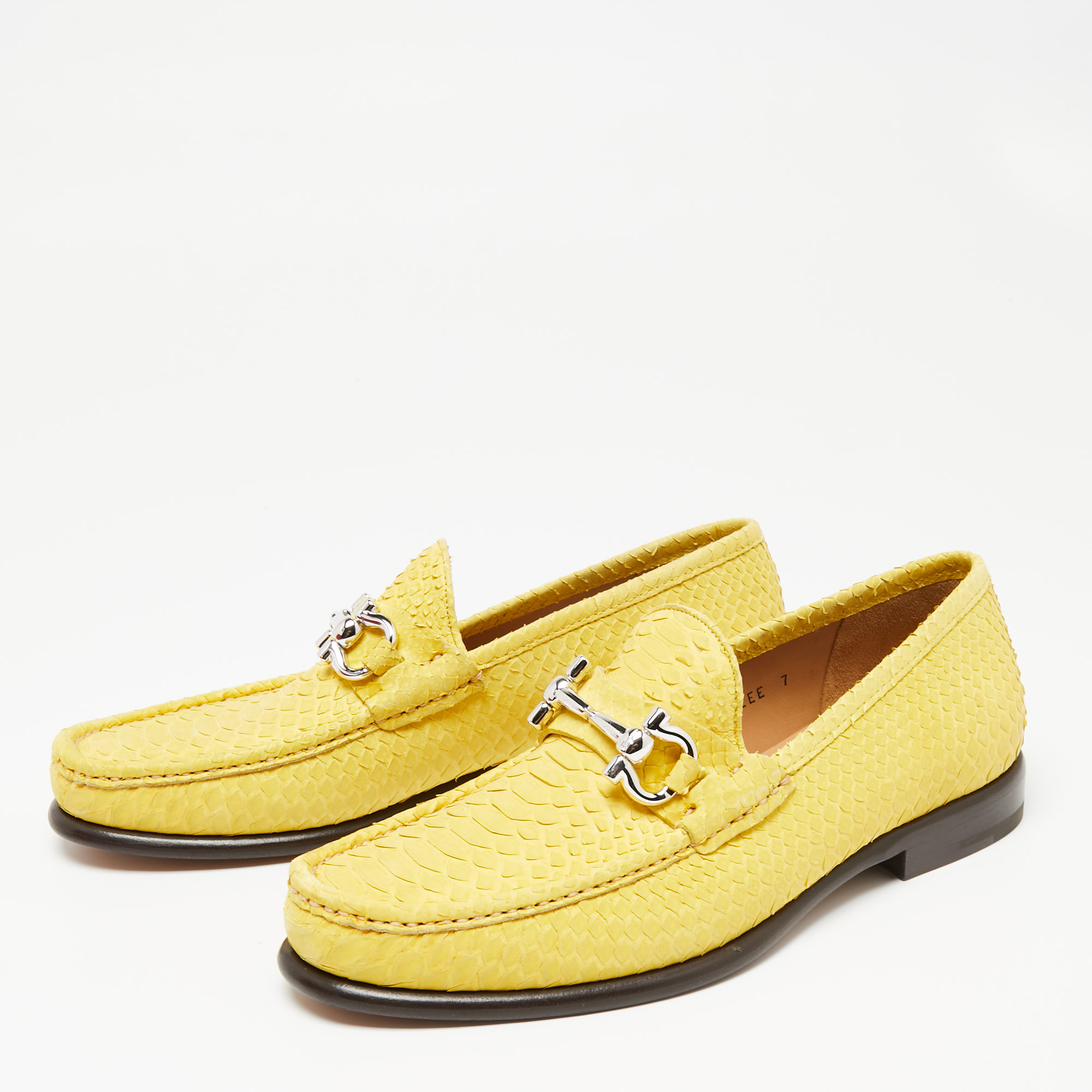 

Salvatore Ferragamo Yellow Python Leather Mason Slip On Loafers Size