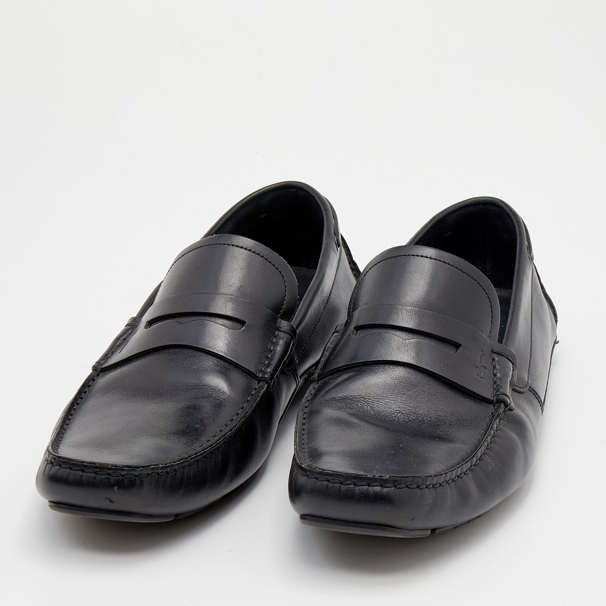 

Salvatore Ferragamo Black Leather Penny Slip On Loafers Size