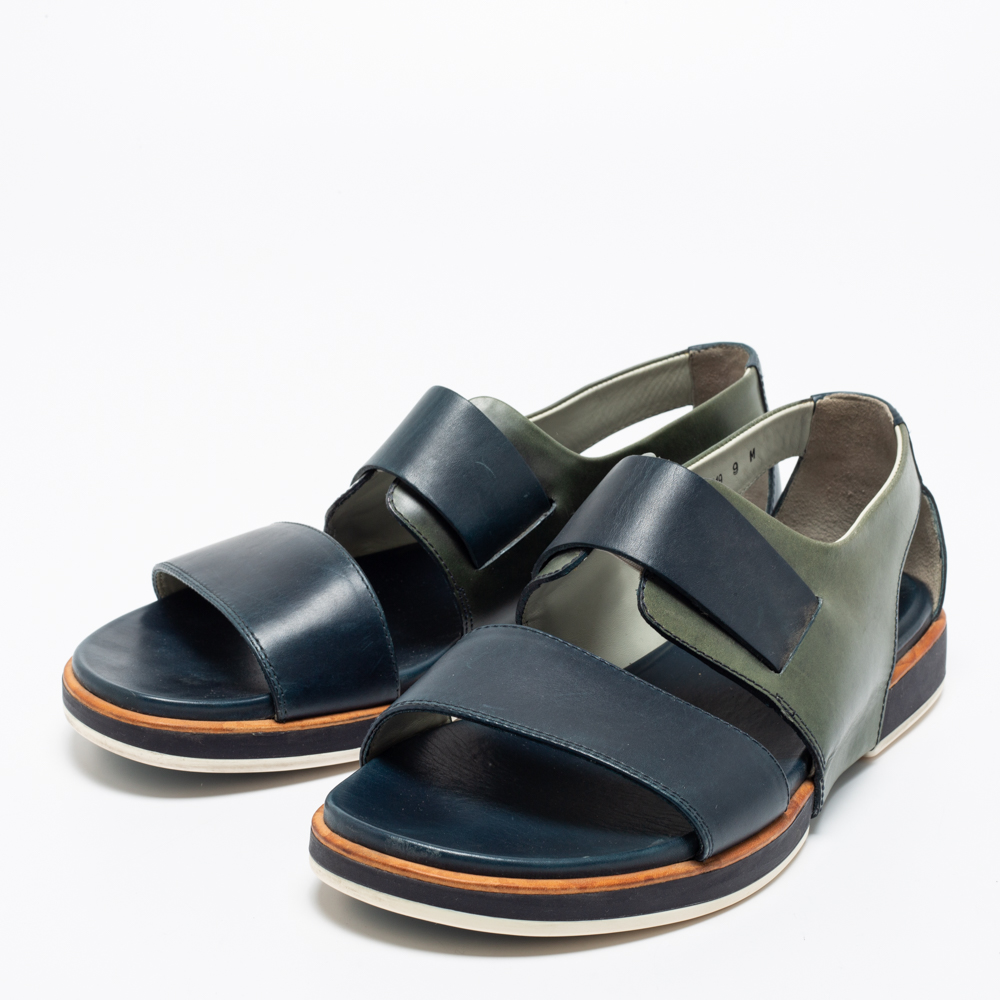 

Salvatore Ferragamo Blue/Green Leather Strap Sandals Size