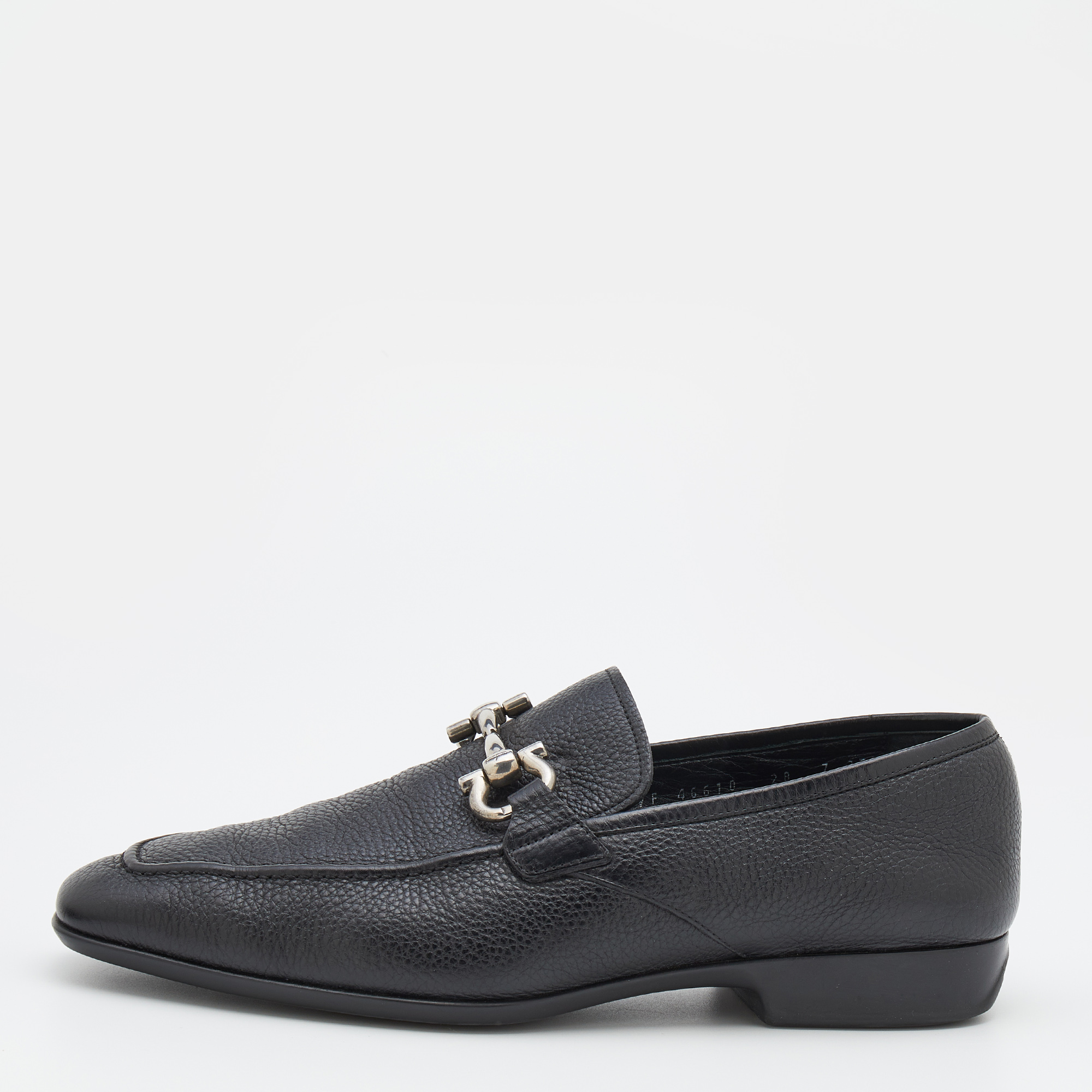 Pre-owned Salvatore Ferragamo Black Leather Mason Gancio Bit Slip On Loafers Size 41