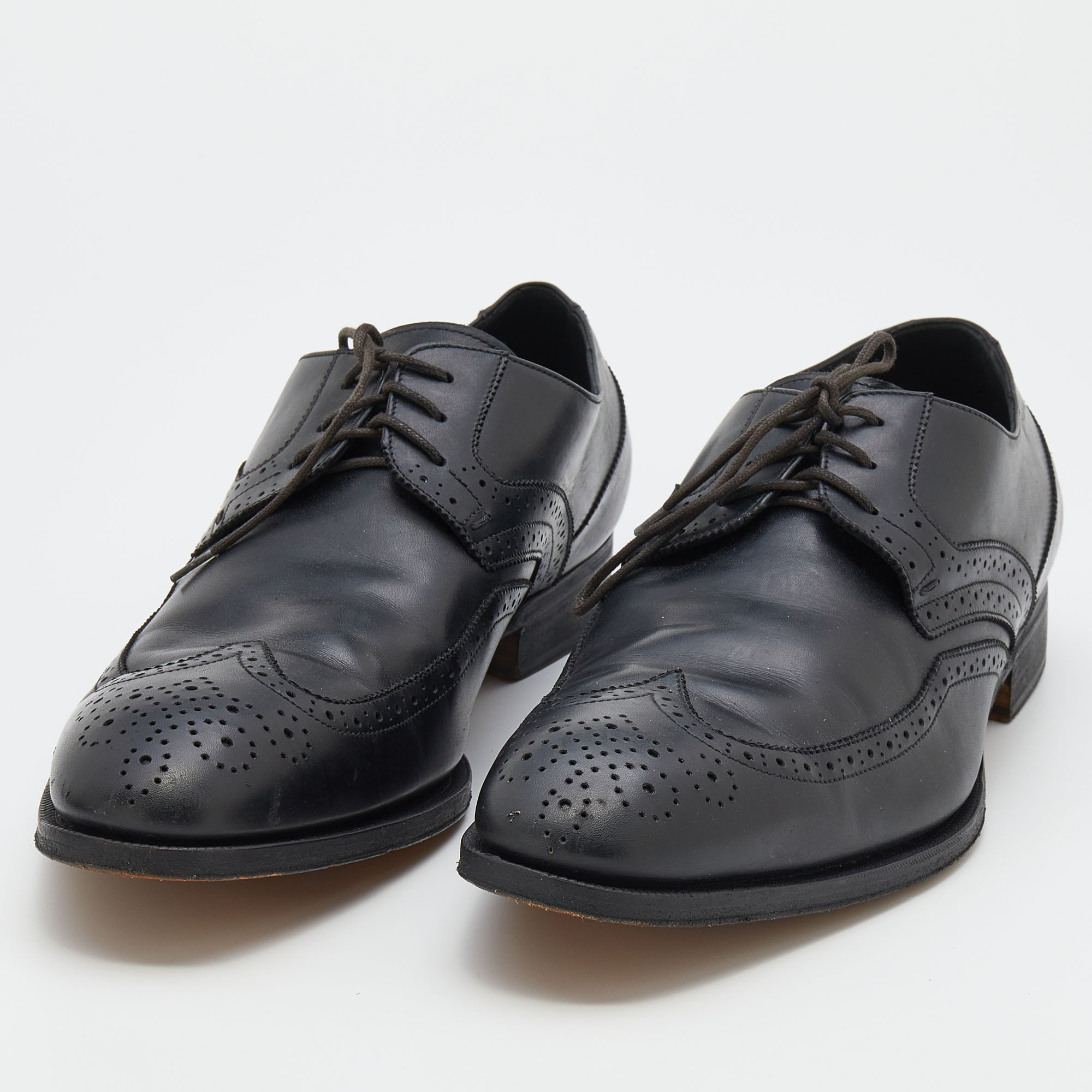 

Salvatore Ferragamo Black Leather Lace Up Brogue Derby Size