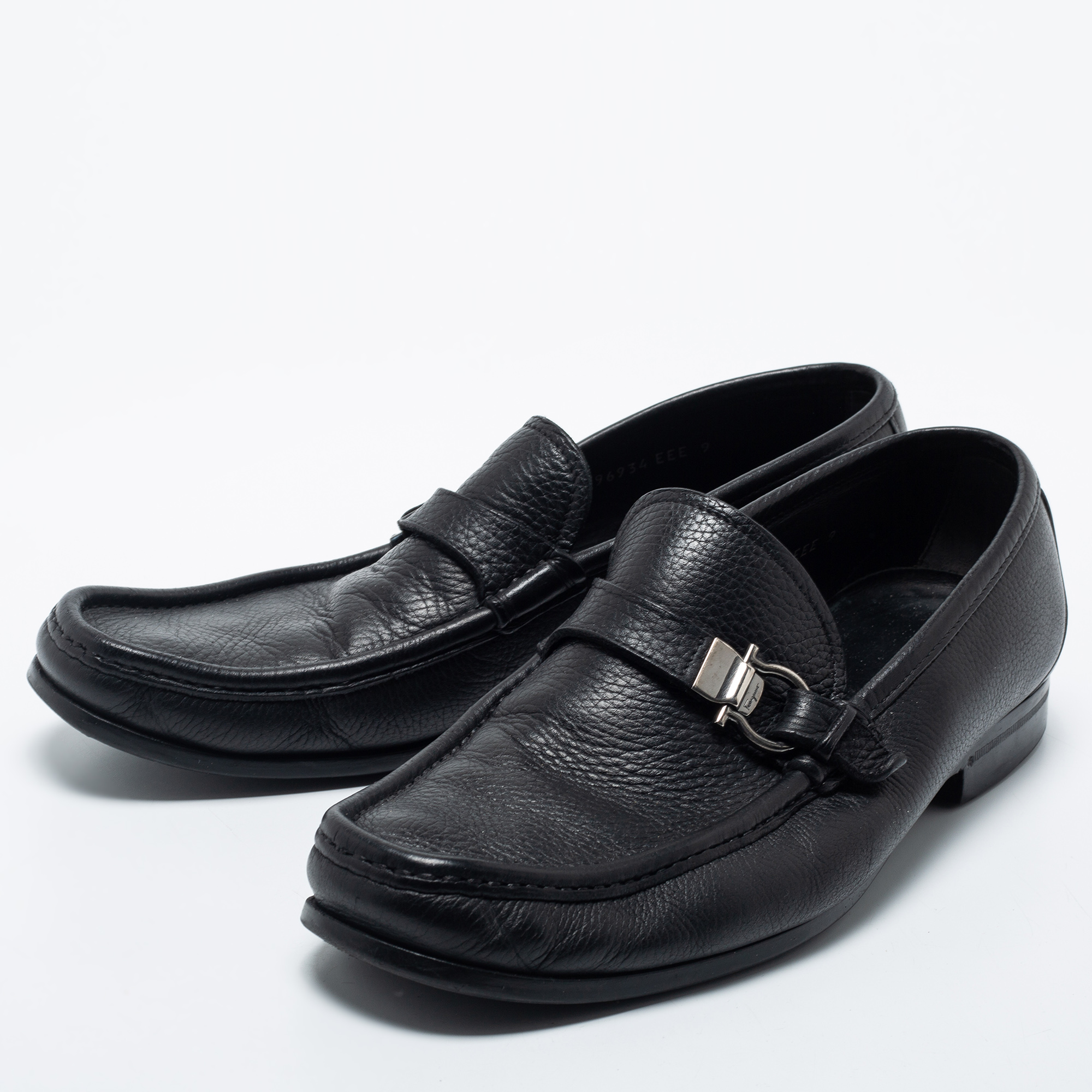 

Salvatore Ferragamo Black Leather Gancini Loafers Size