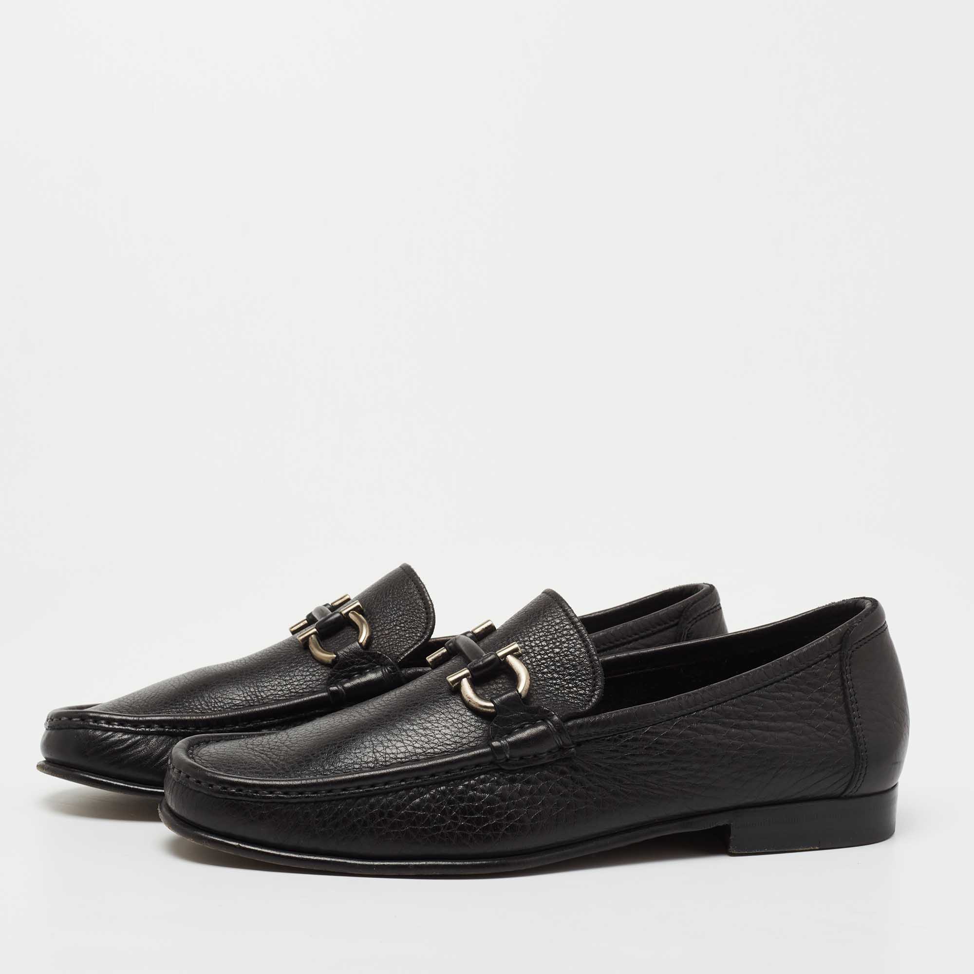 

Salvatore Ferragamo Black Leather Gancini Loafers Size