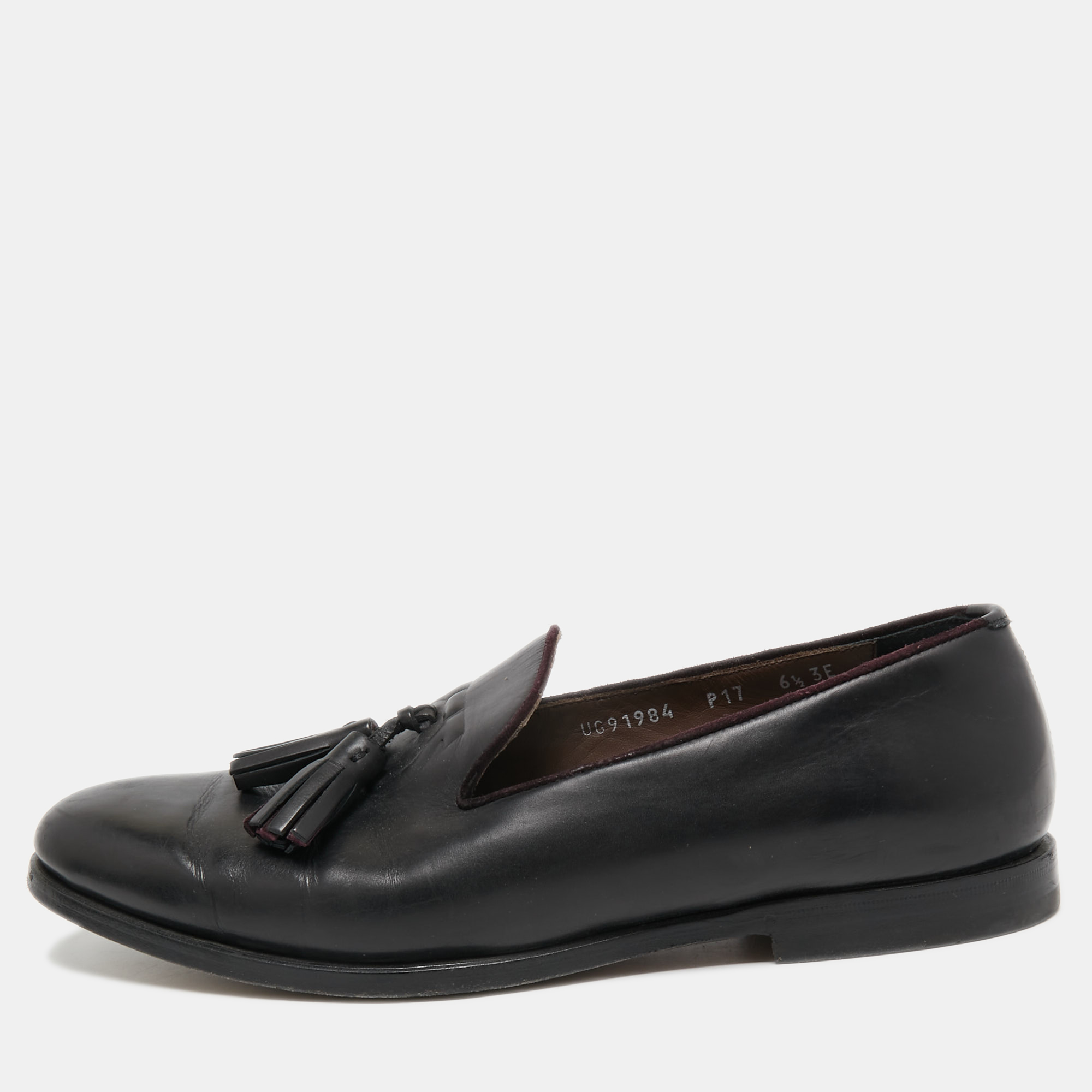 Pre-owned Salvatore Ferragamo Black Leather Tassel Loafers Size 40.5