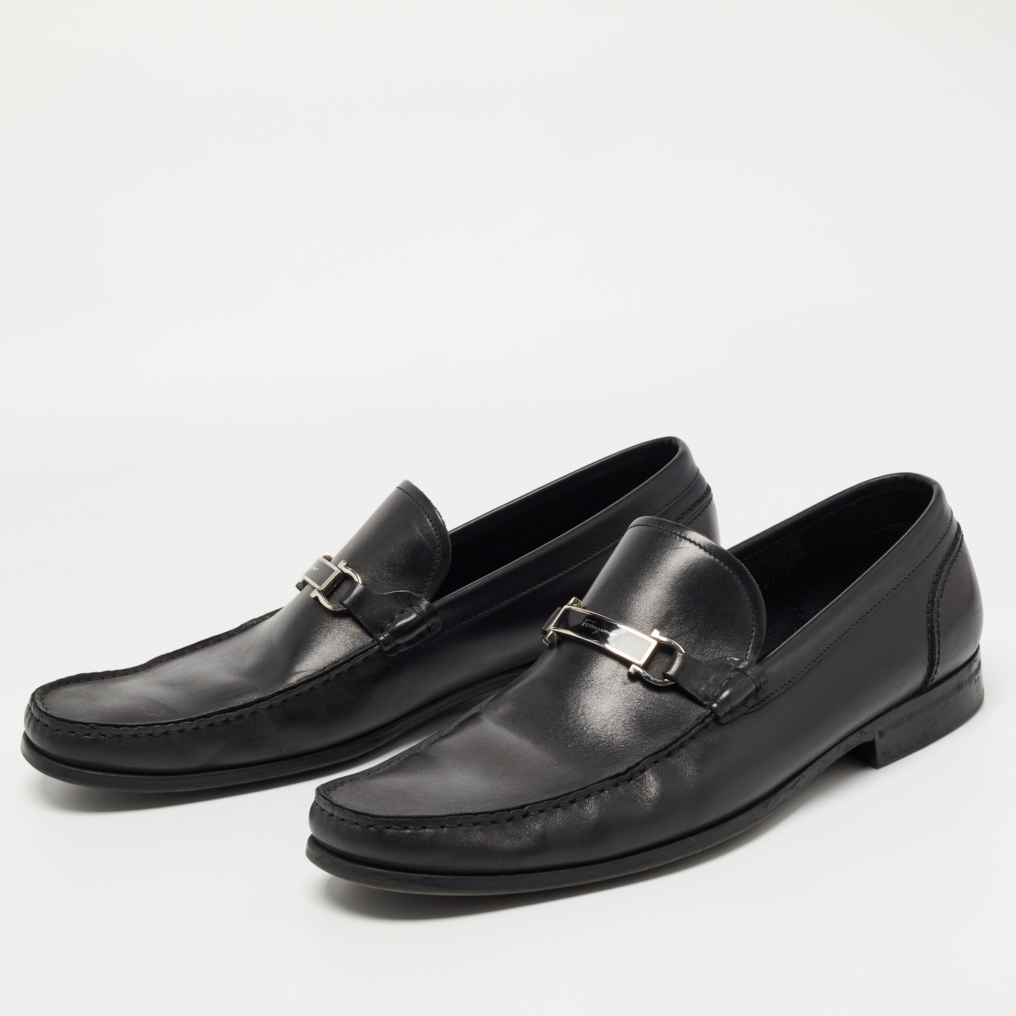 

Salvatore Ferragamo Black Leather Gancini Bit Loafers Size