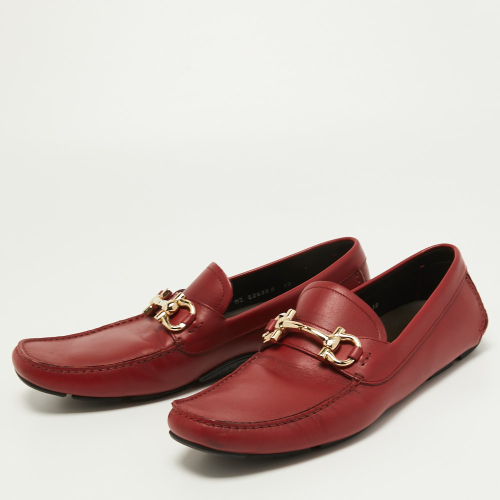 

Salvatore Ferragamo Red Leather Parigi Slip On Loafers Size