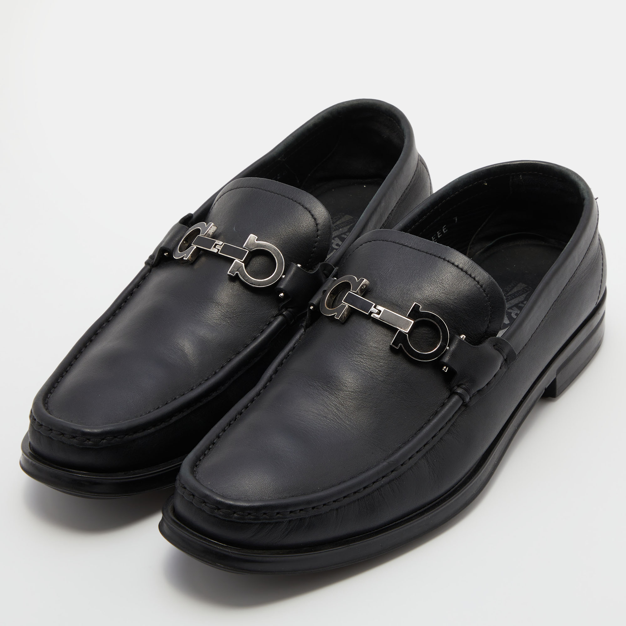 

Salvatore Ferragamo Black Leather Gancini Bit Loafers Size