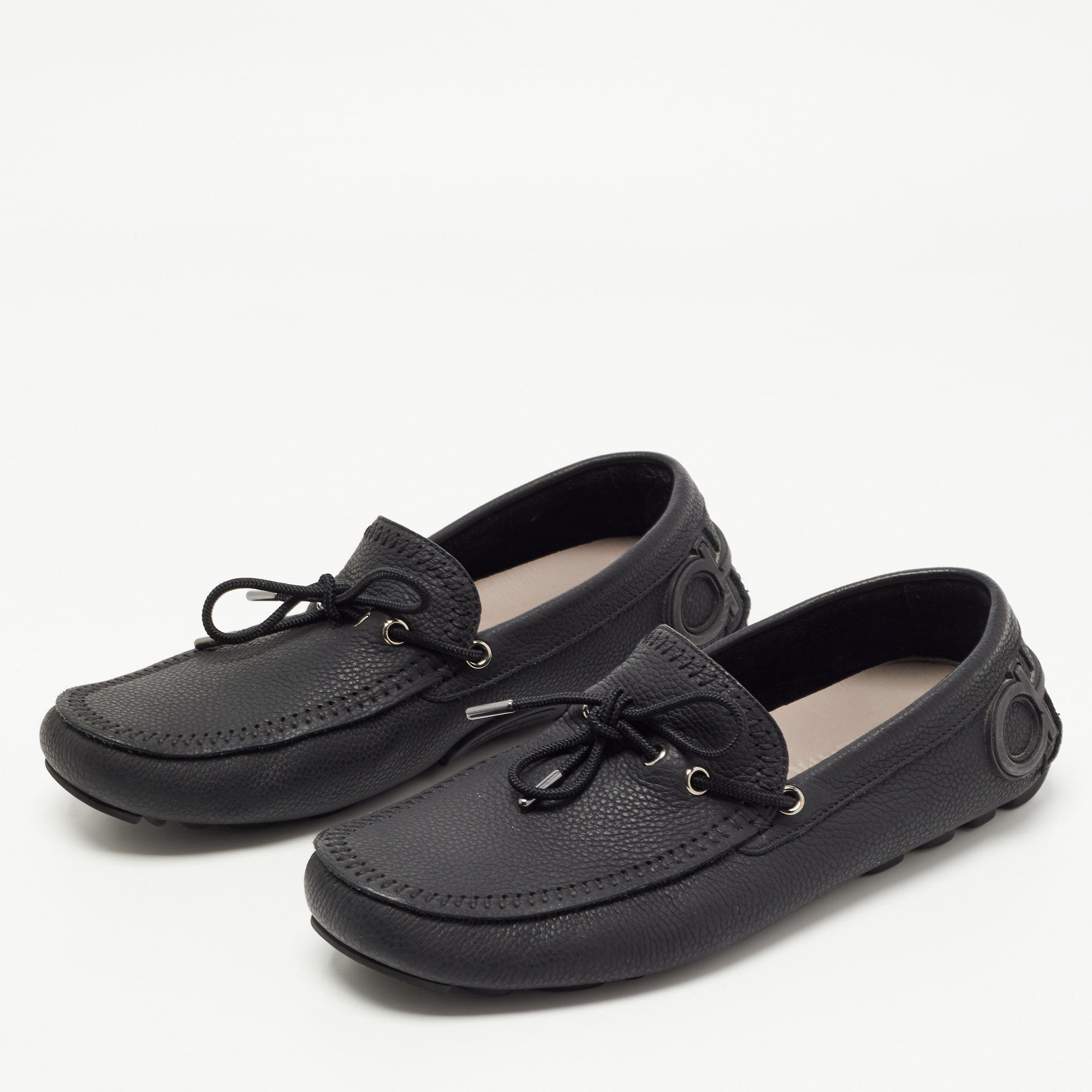 

Salvatore Ferragamo Black Leather Bow Slip On Loafers Size, Brown