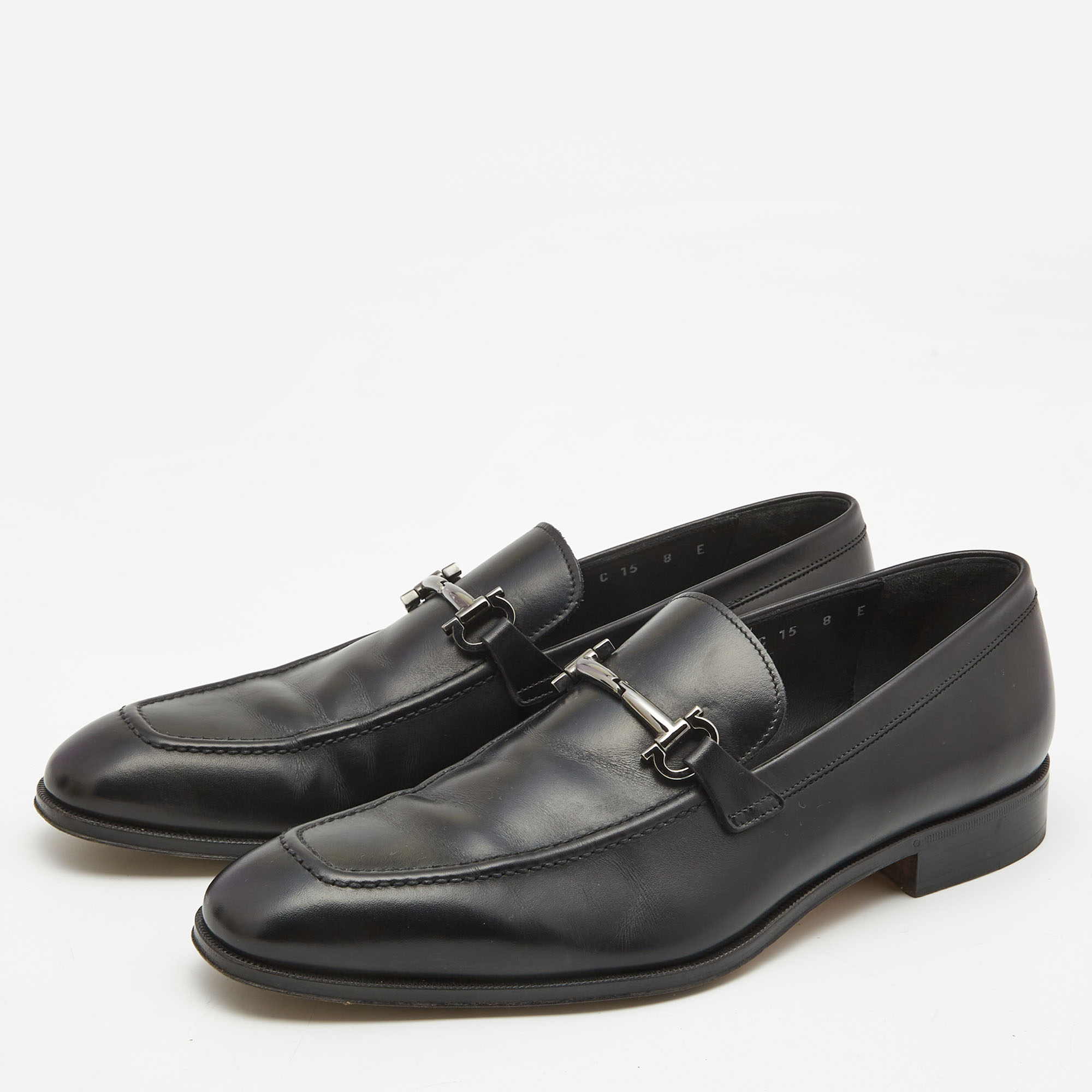 

Salvatore Ferragamo Black Leather Gancini Bit Loafers Size