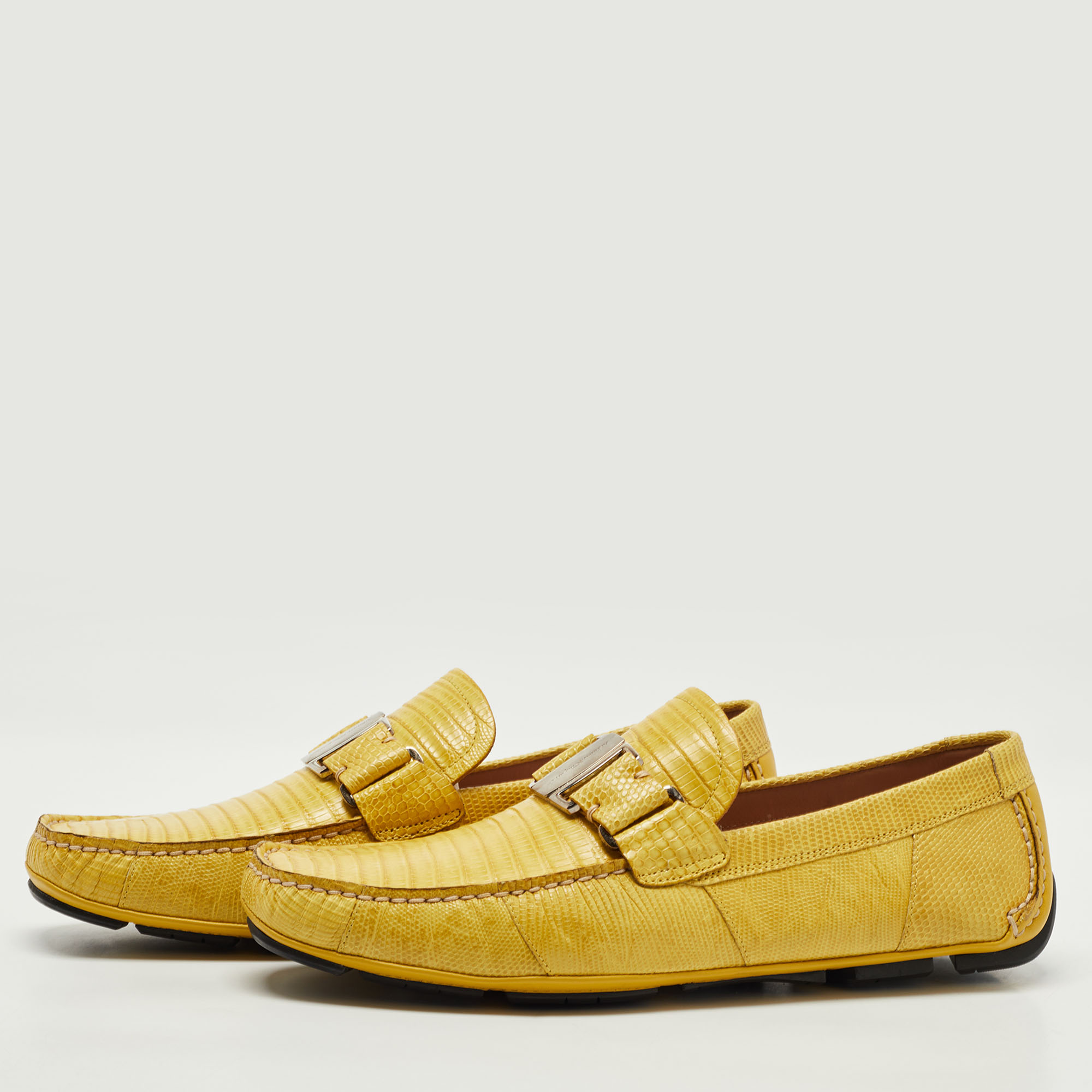 

Salvatore Ferragamo Yellow Lizard Sardegna Loafers Size