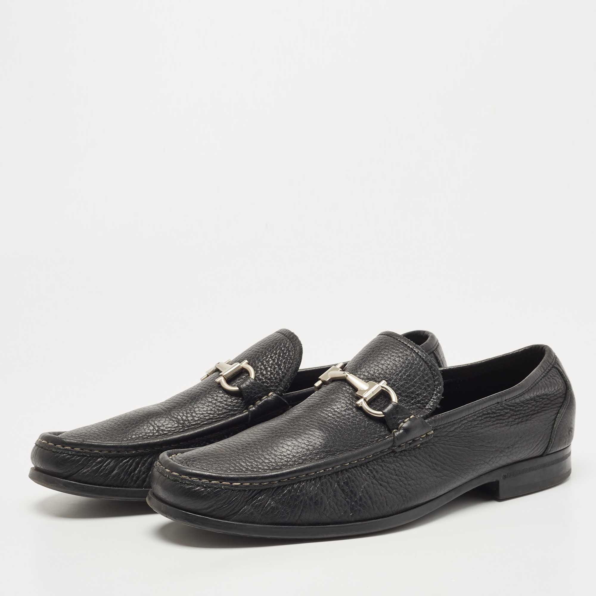 

Salvatore Ferragamo Black Leather Gancini Loafers Size