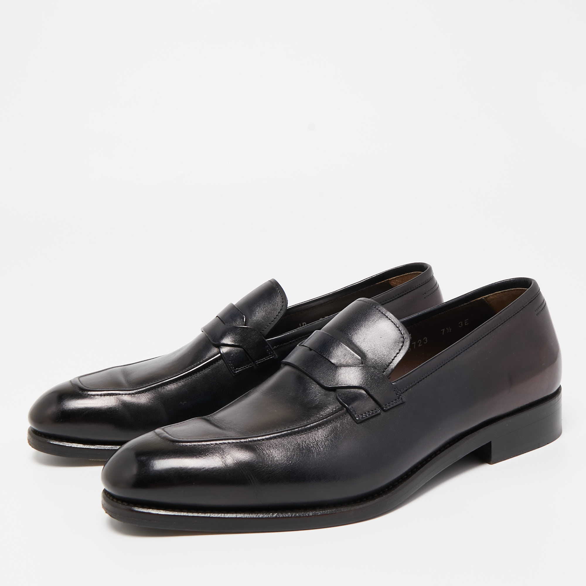 

Salvatore Ferragamo Black Leather Slip On Loafers Size