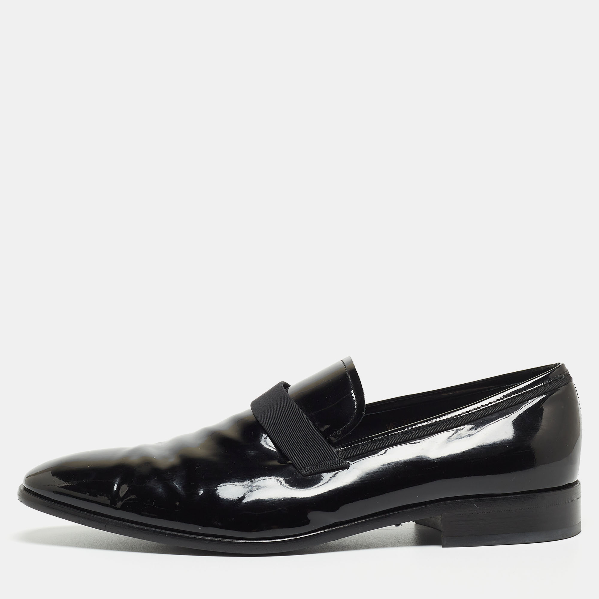 Pre-owned Ferragamo Black Patent Leather Antoane Loafers Size 46