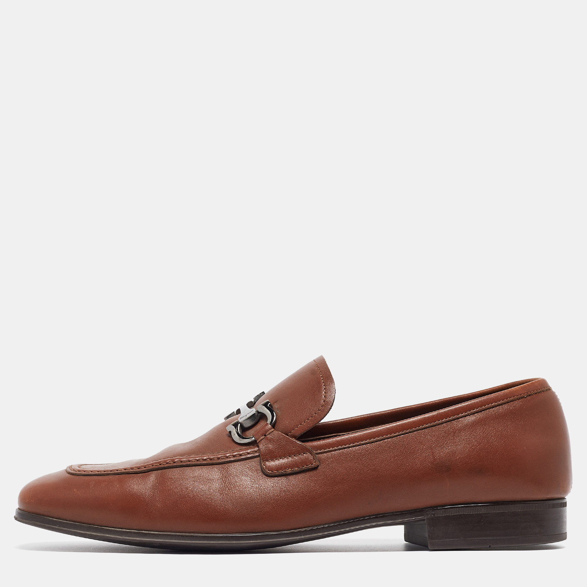 

Salvatore Ferragamo Brown Leather Gancini Bit Loafers Size