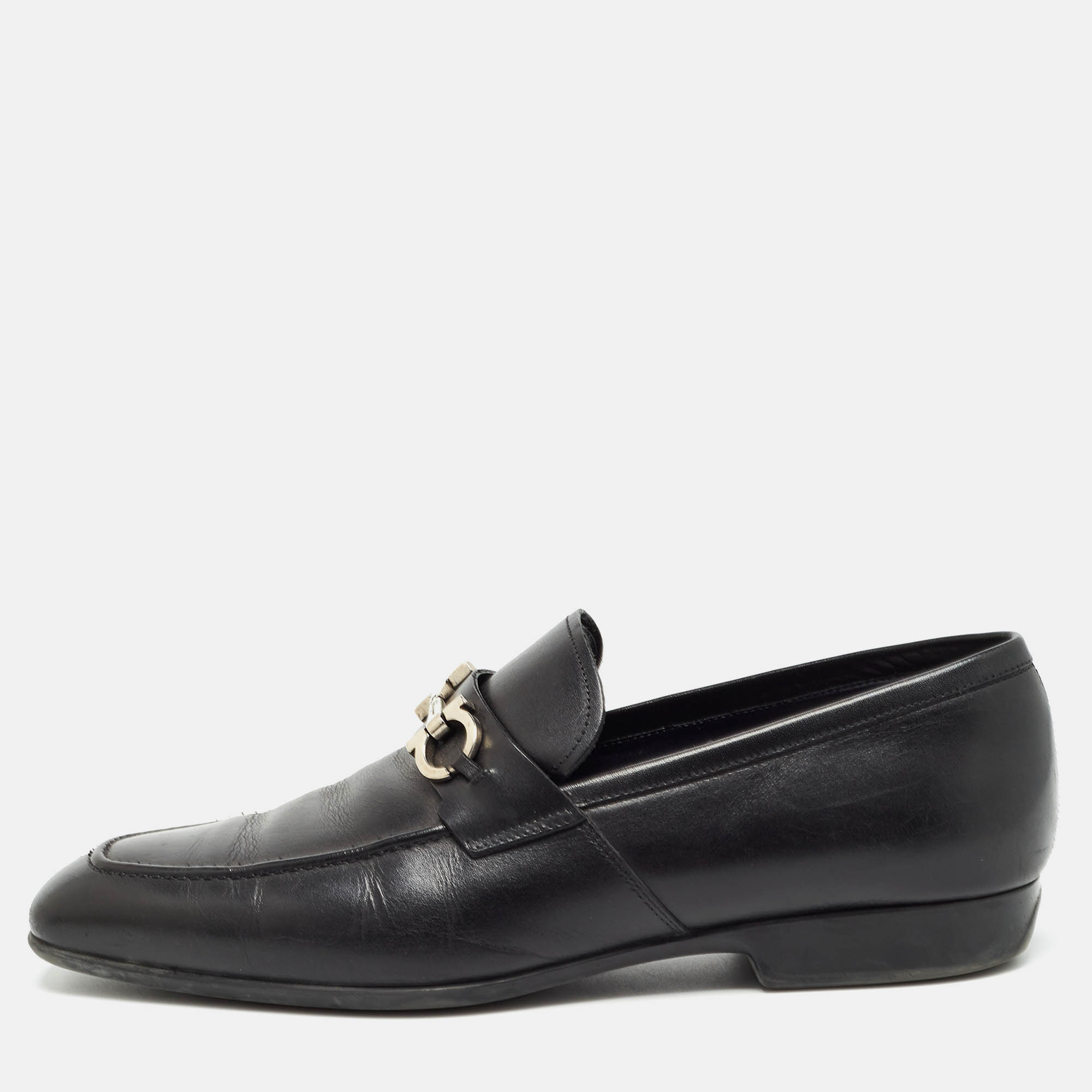 

Salvatore Ferragamo Black Leather Gancini Bit Loafers Size