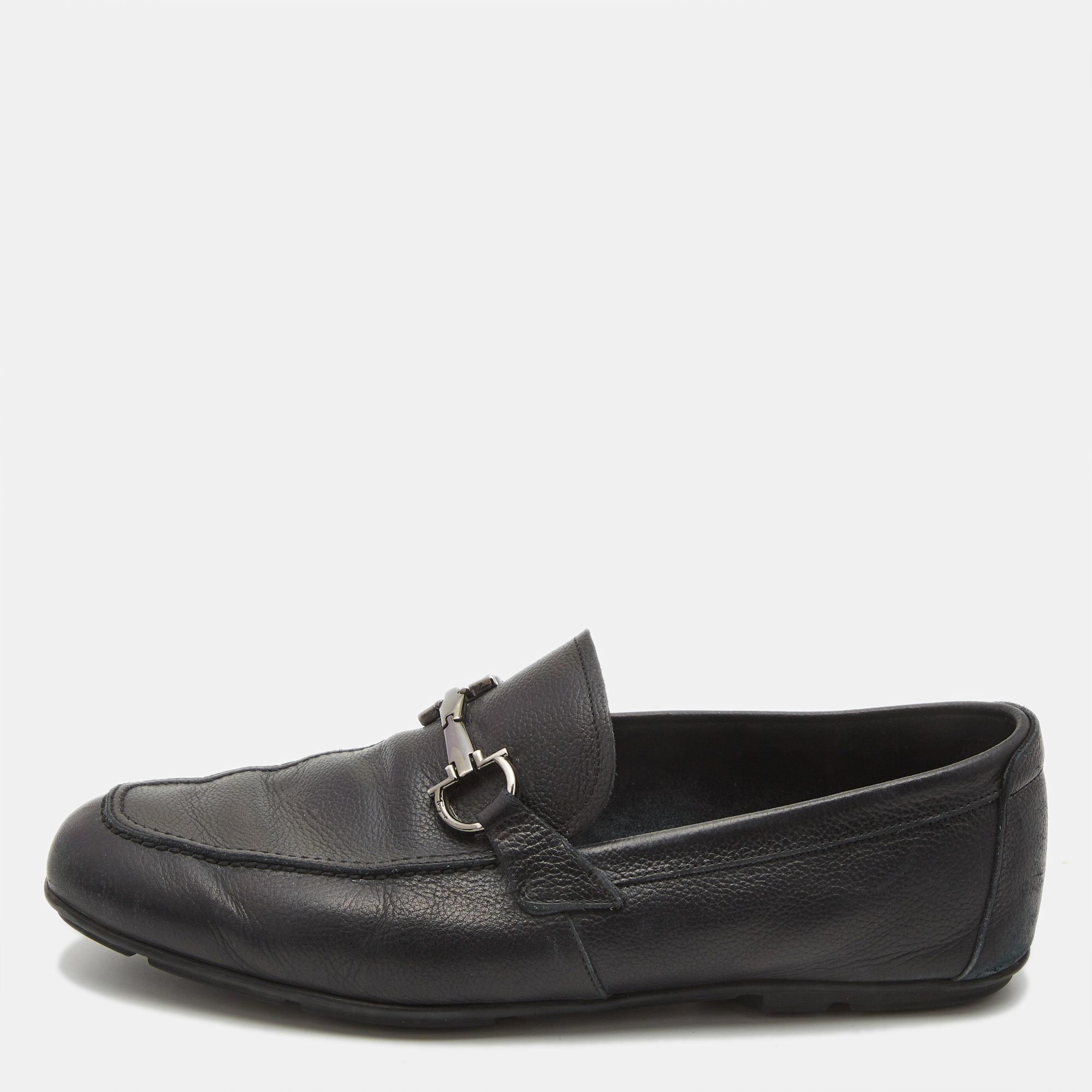 

Salvatore Ferragamo Black Leather Gancini Slip On Loafers Size