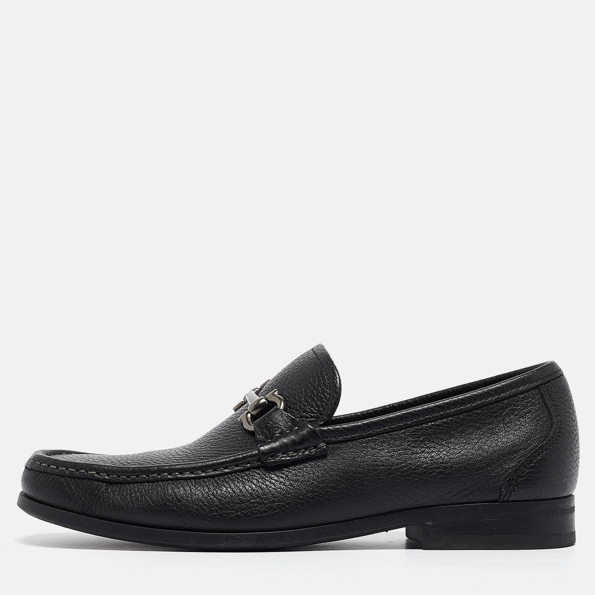 

Salvatore Ferragamo Black Leather Gancini Loafers Size 39.5