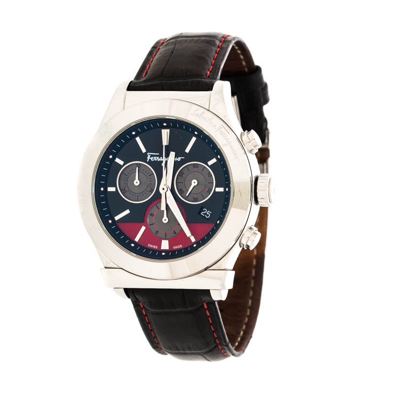 Salvatore Ferragamo Black Stainless Steel FFM100016 Men's Wristwatch 42 mm