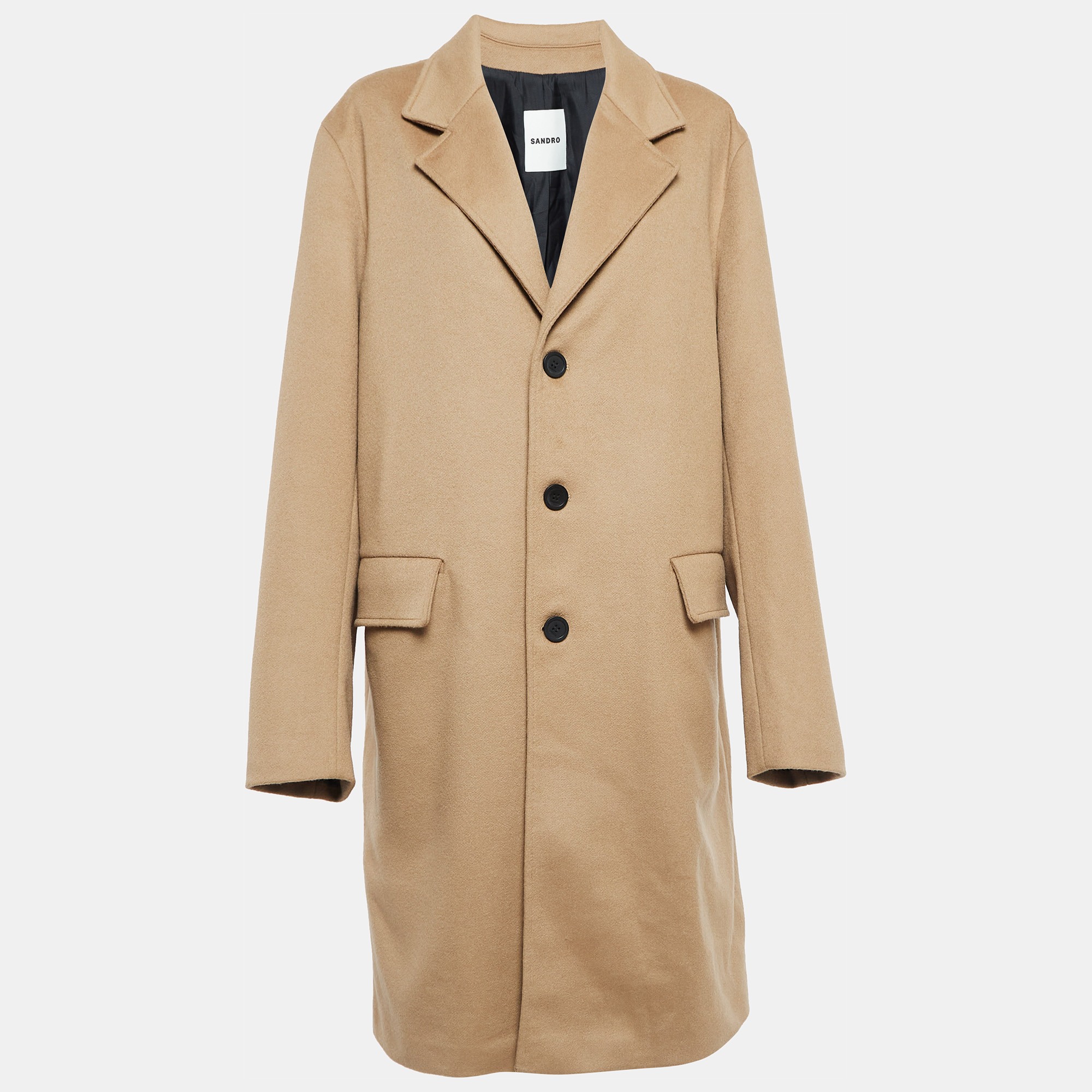 

Sandro Beige Wool Single Breasted Overcoat XL