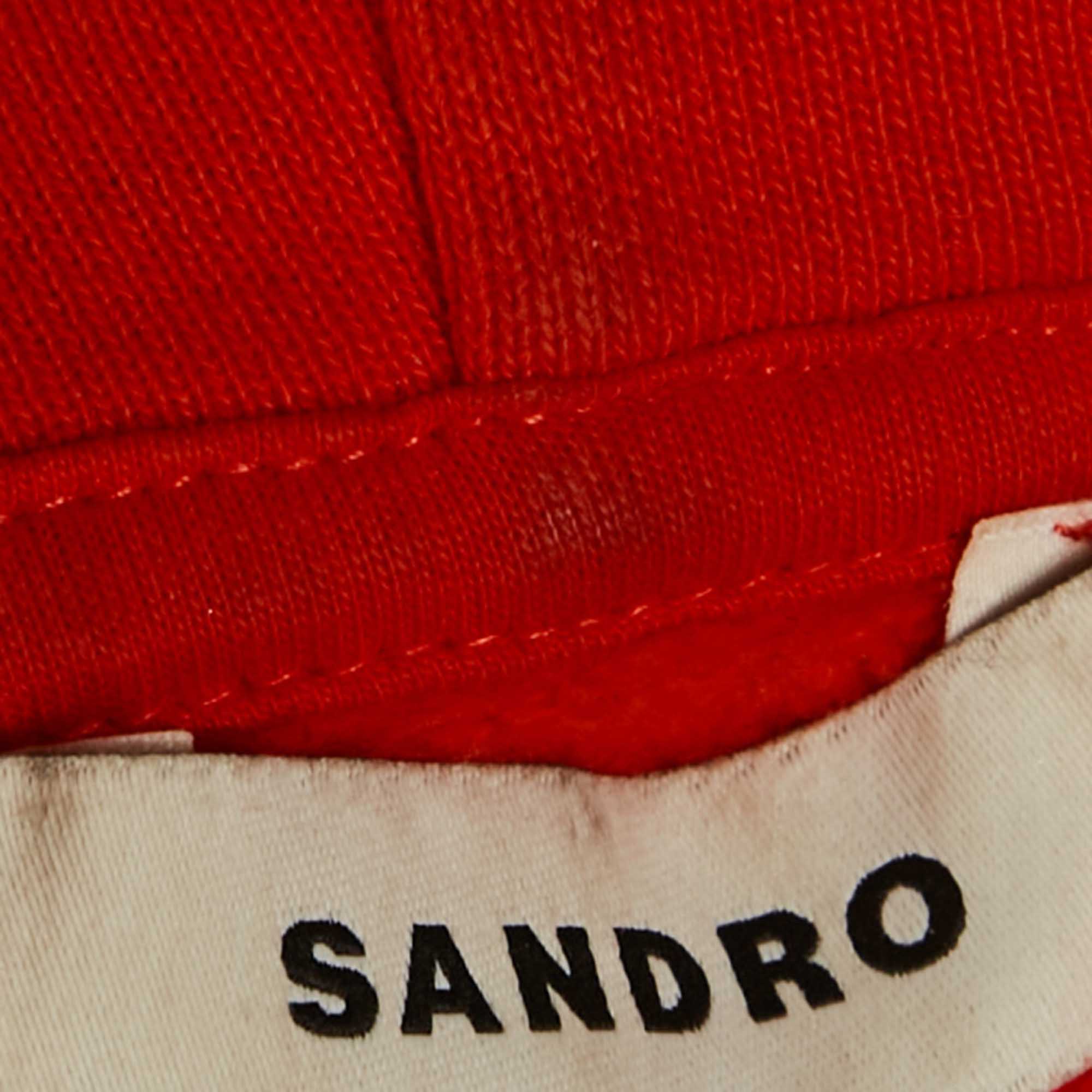 Sandro Dark Orange Logo Embroidered Cotton Hoodie M 