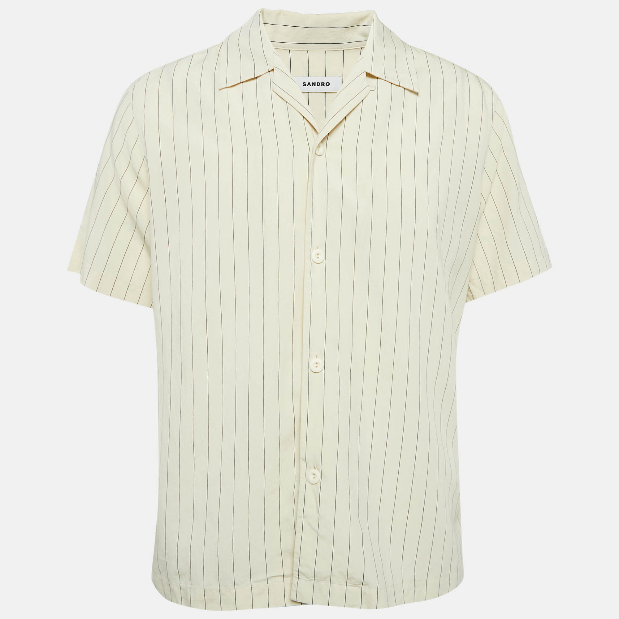 

Sandro Beige Stripe Viscose Button Front Shirt L