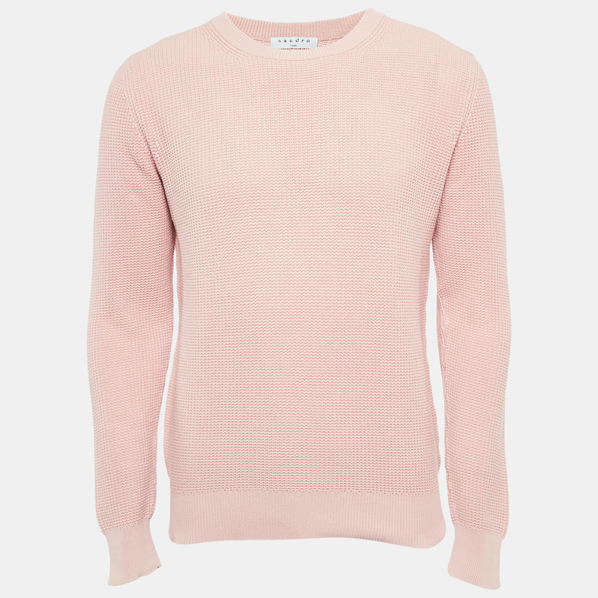 

Sandro Pink Cotton Knit Crew Neck Jumper M