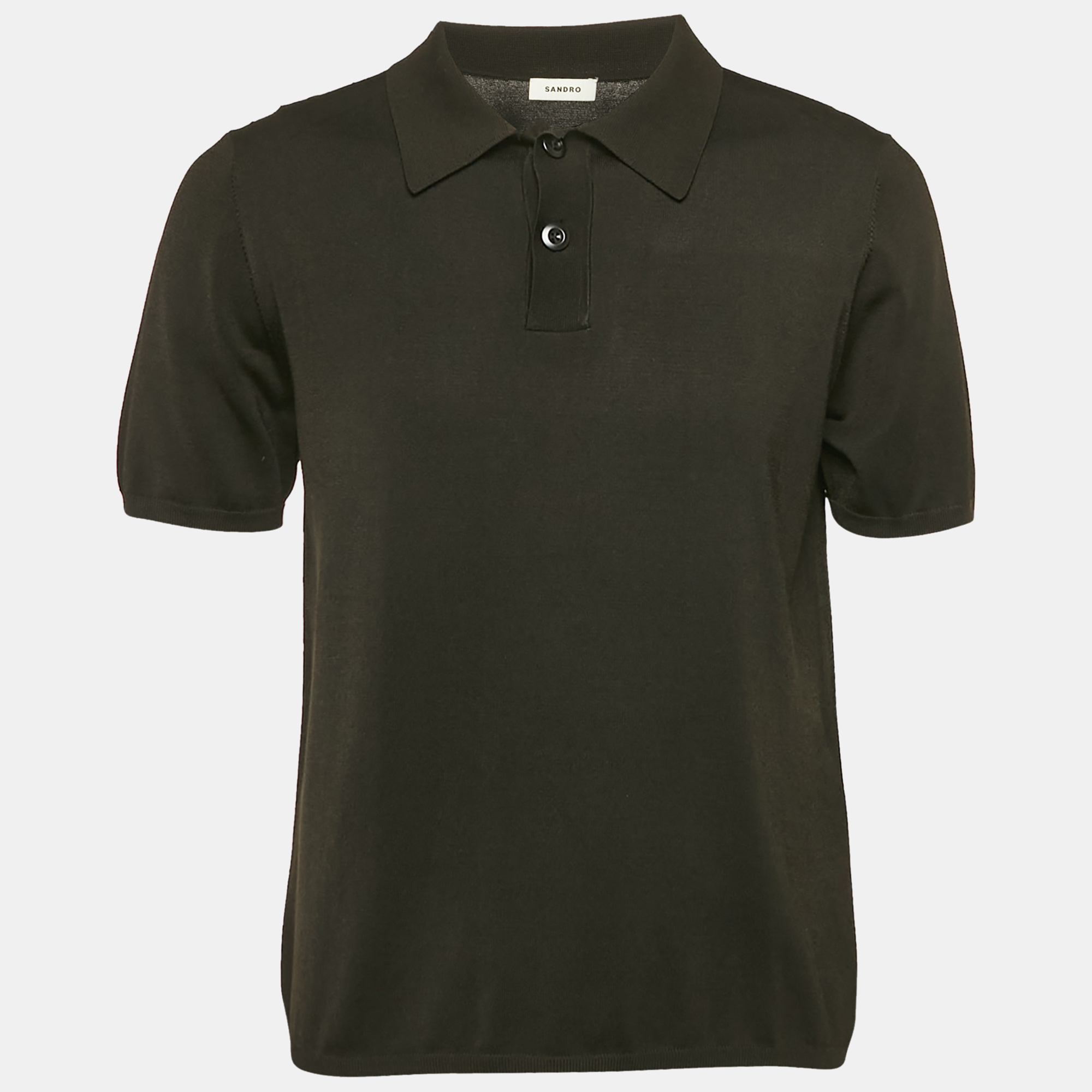 

Sandro Black Stretch Knit Polo T-Shirt L