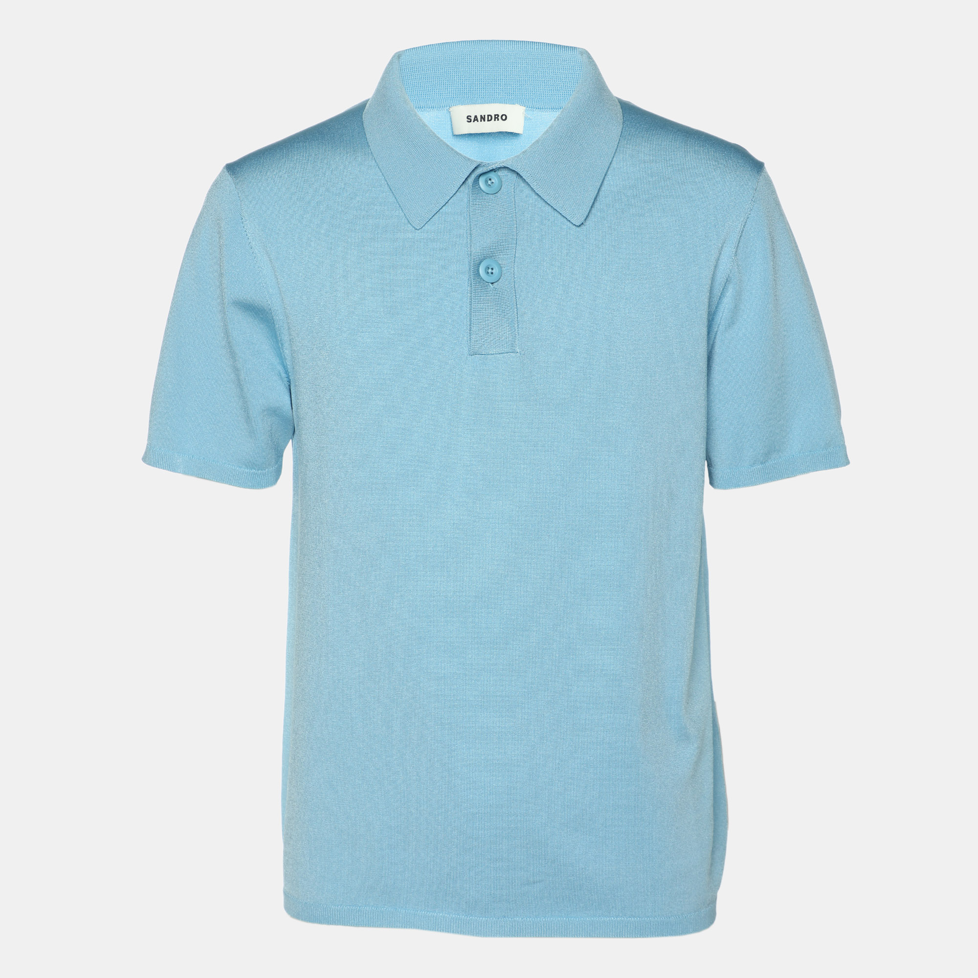 

Sandro Blue Stretch Knit Polo T-Shirt M