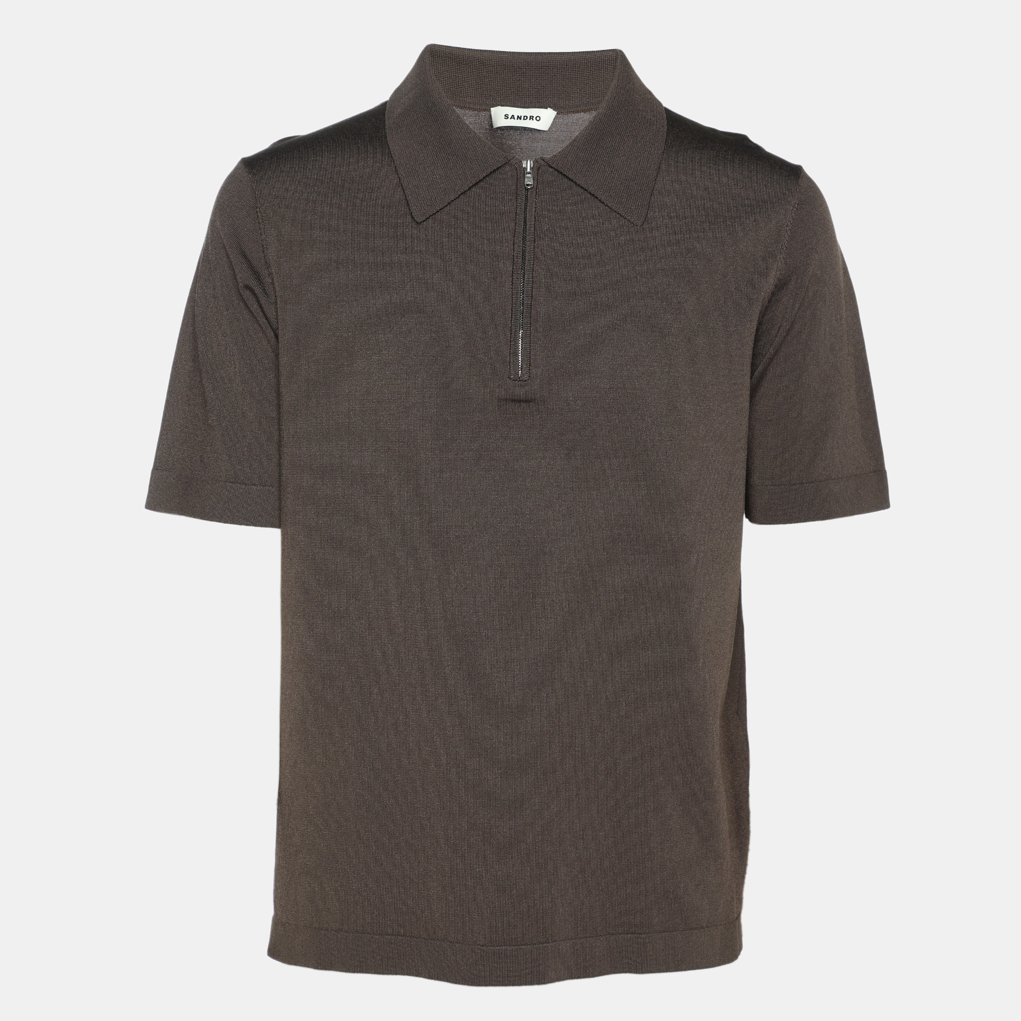 

Sandro Grey Stretch Knit Polo T-Shirt M
