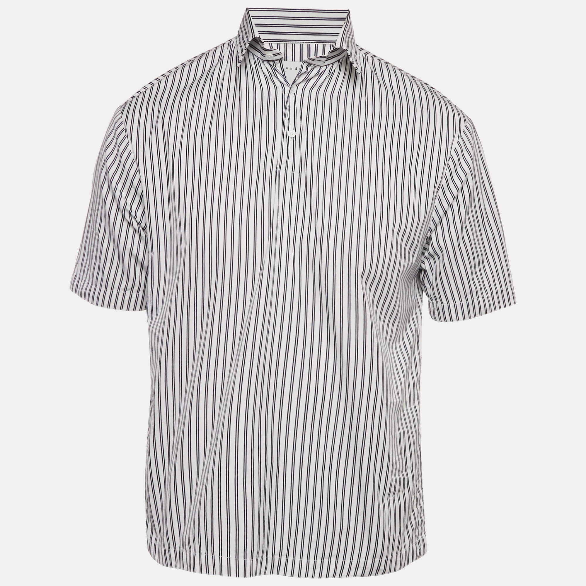 

Sandro Blue Stripe Cotton Polo Oversized Shirt XS