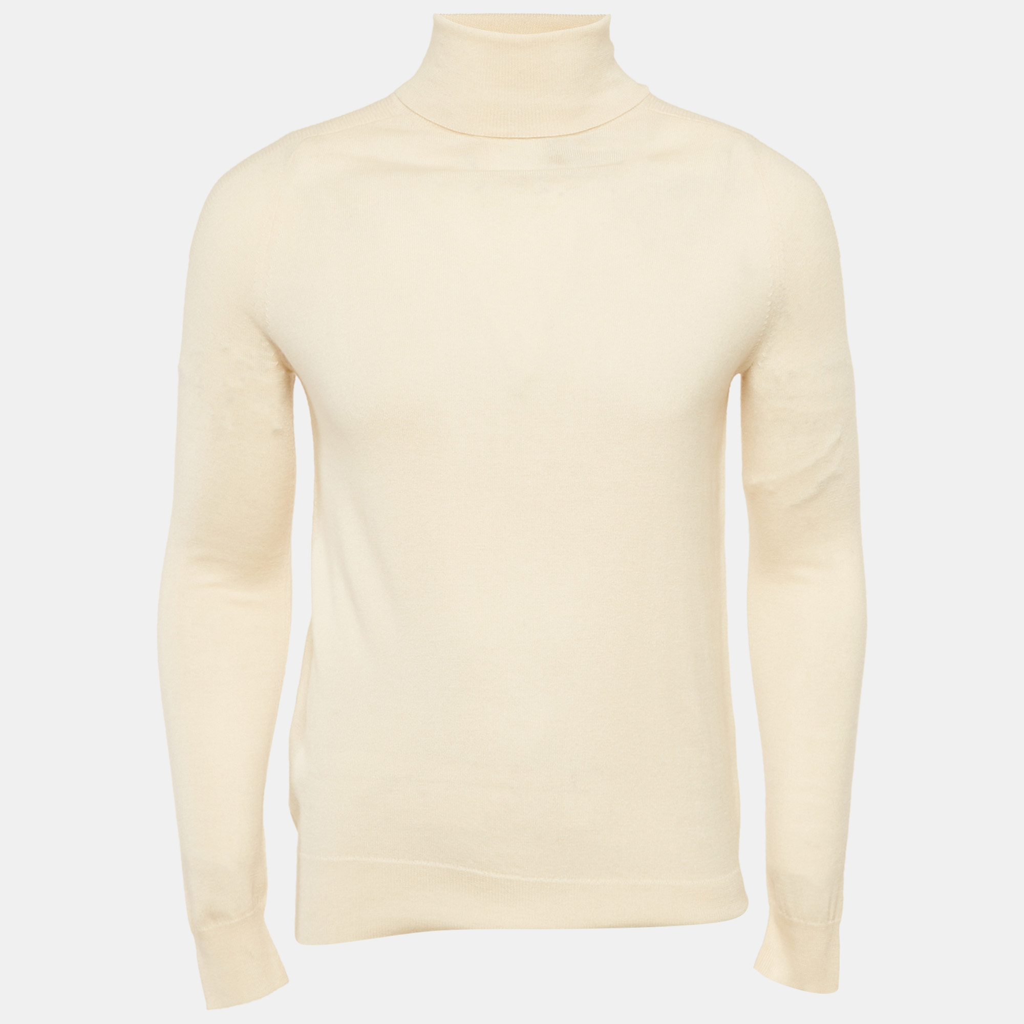 Pre-owned Sandro Cream Wool Blend Turtleneck Jumper S In White