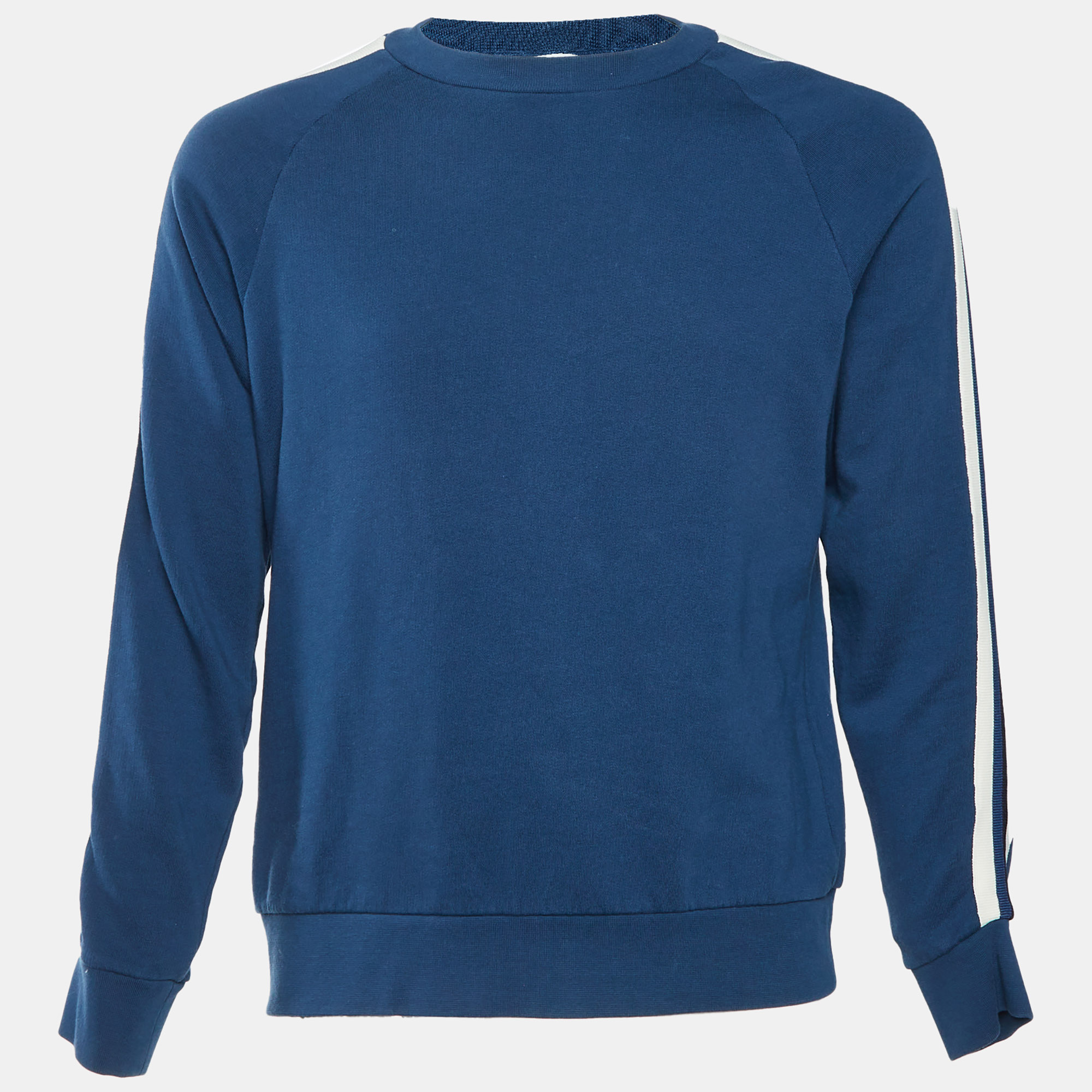 

Sandro Navy Blue Side Stripe Trim Jersey Crewneck Sweatshirt M