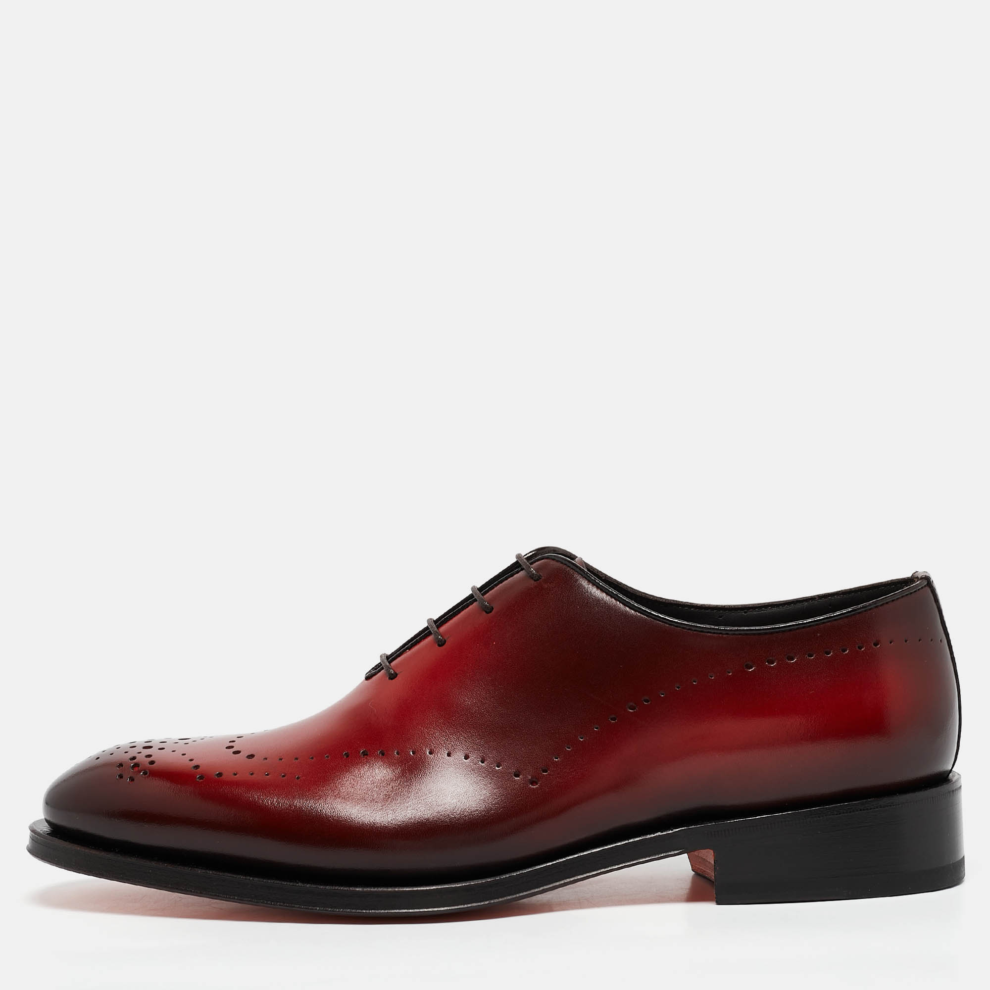 

Santoni Burgundy Ombre Brogue Leather Kaj Oxfords Size 44