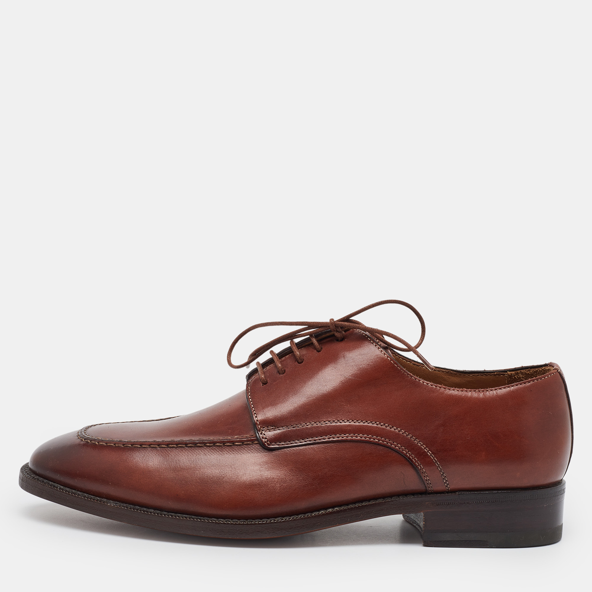 

Santoni Brown Leather Lace Up Derby Size 41