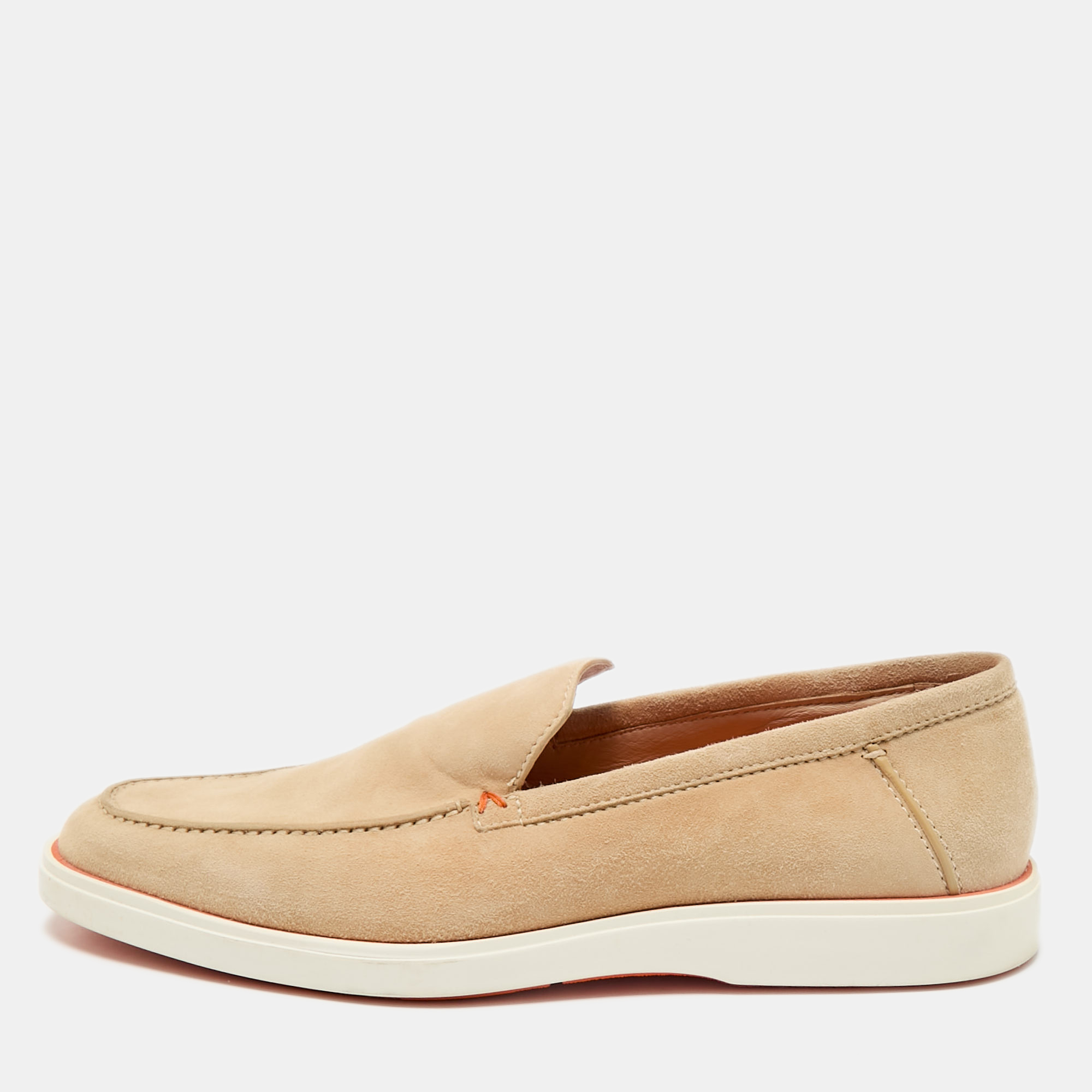 

Santoni Beige Suede Slip On Loafers Size 44