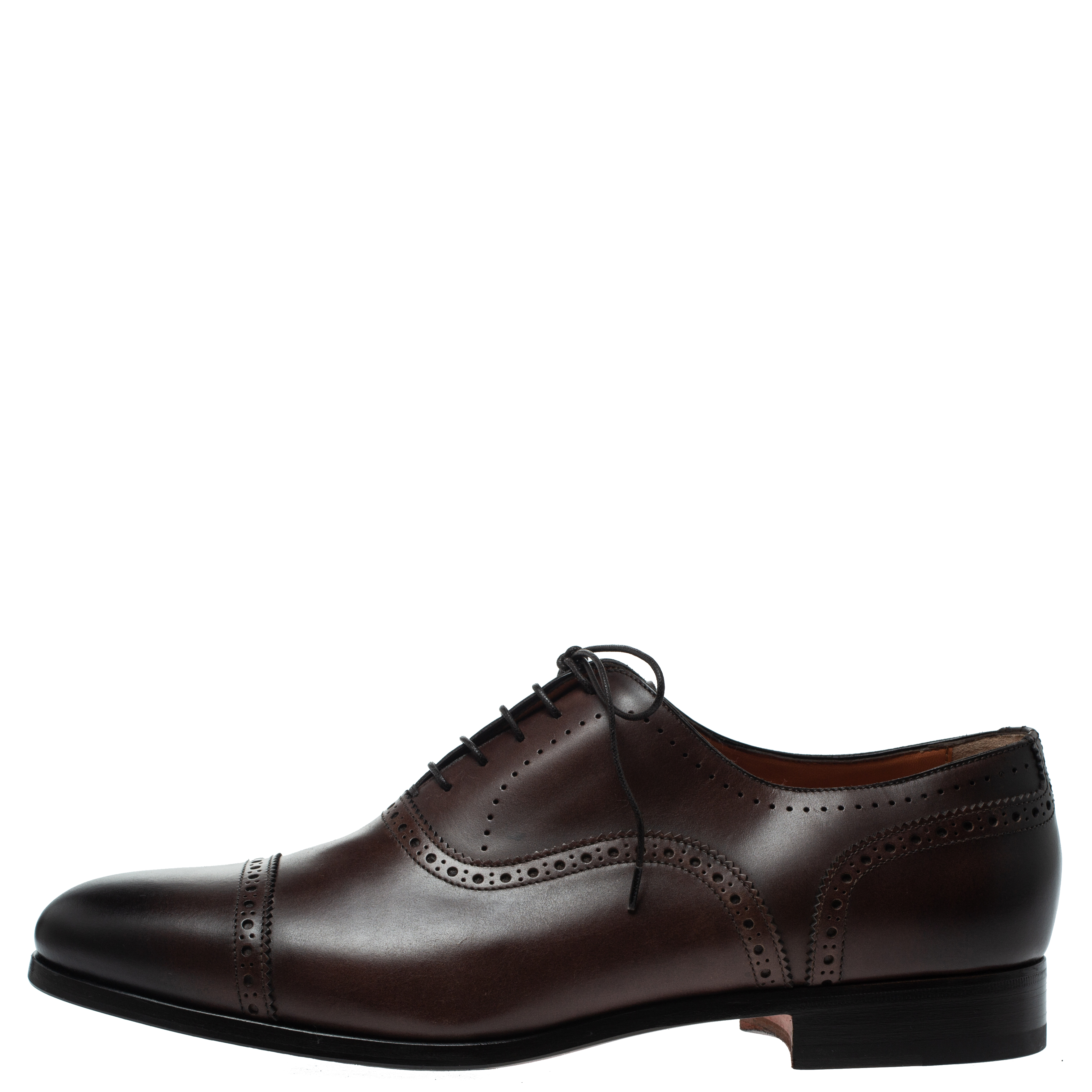 

Santoni Brown Brogue Leather Lace Up Oxford Size